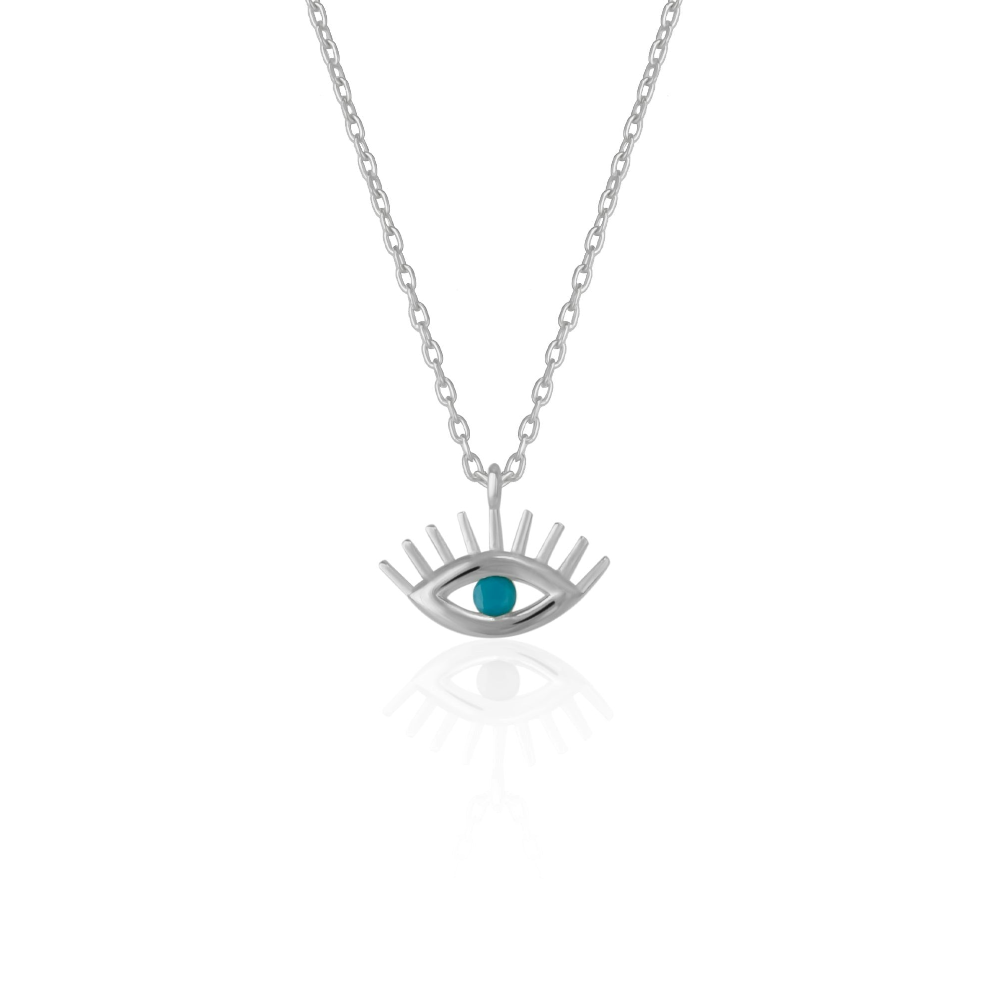 Spero London Turquoise/Blue/Silver Eye Evil Eye Sterling Necklace