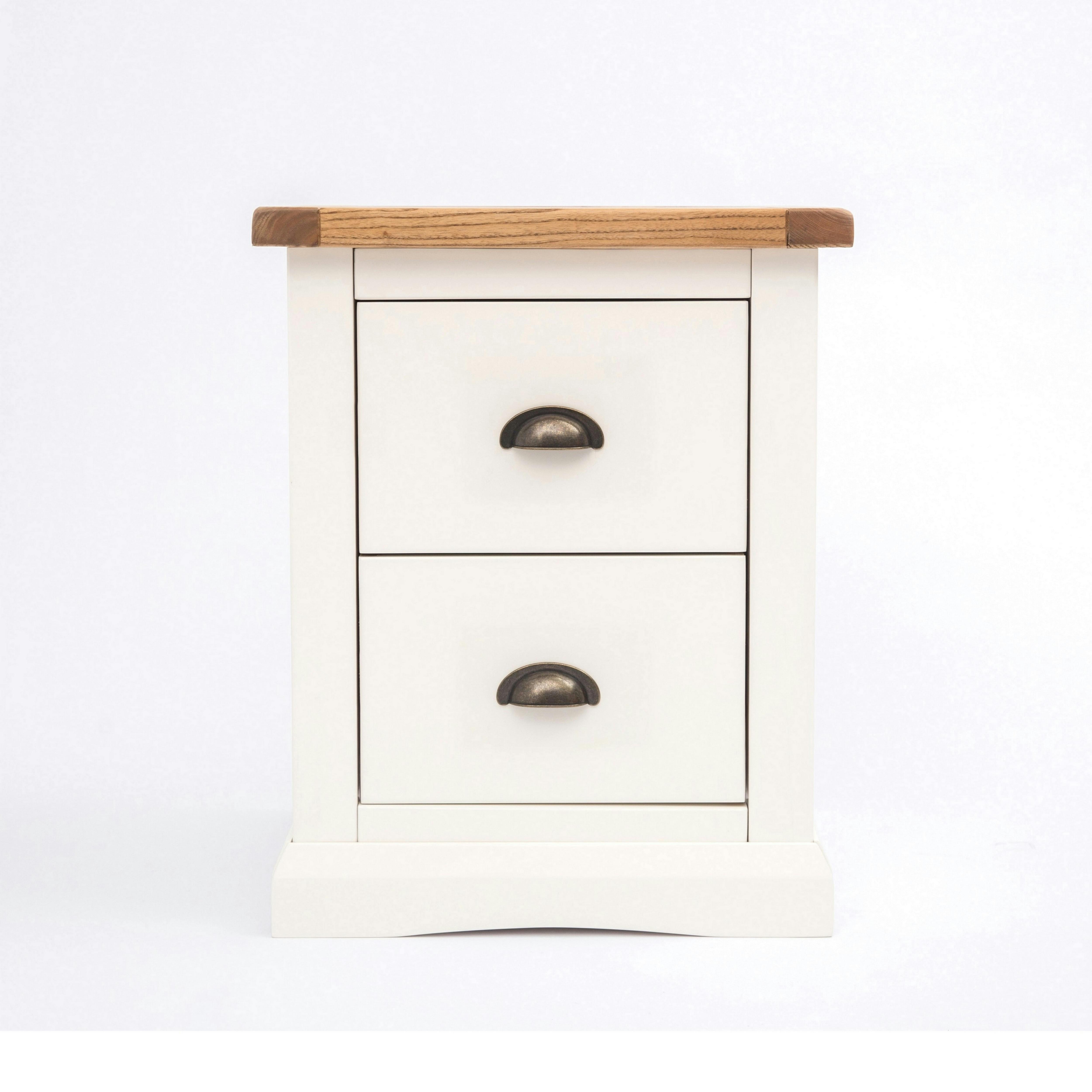Rackhams White Cosenza 2 Drawer Bedside Table - Off