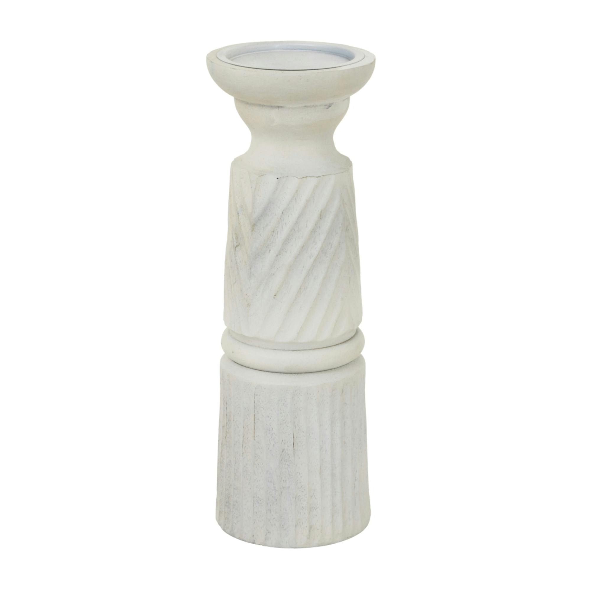 Hill Interiors White Large Carved Candle Holder - One Size - 100% Mixed
