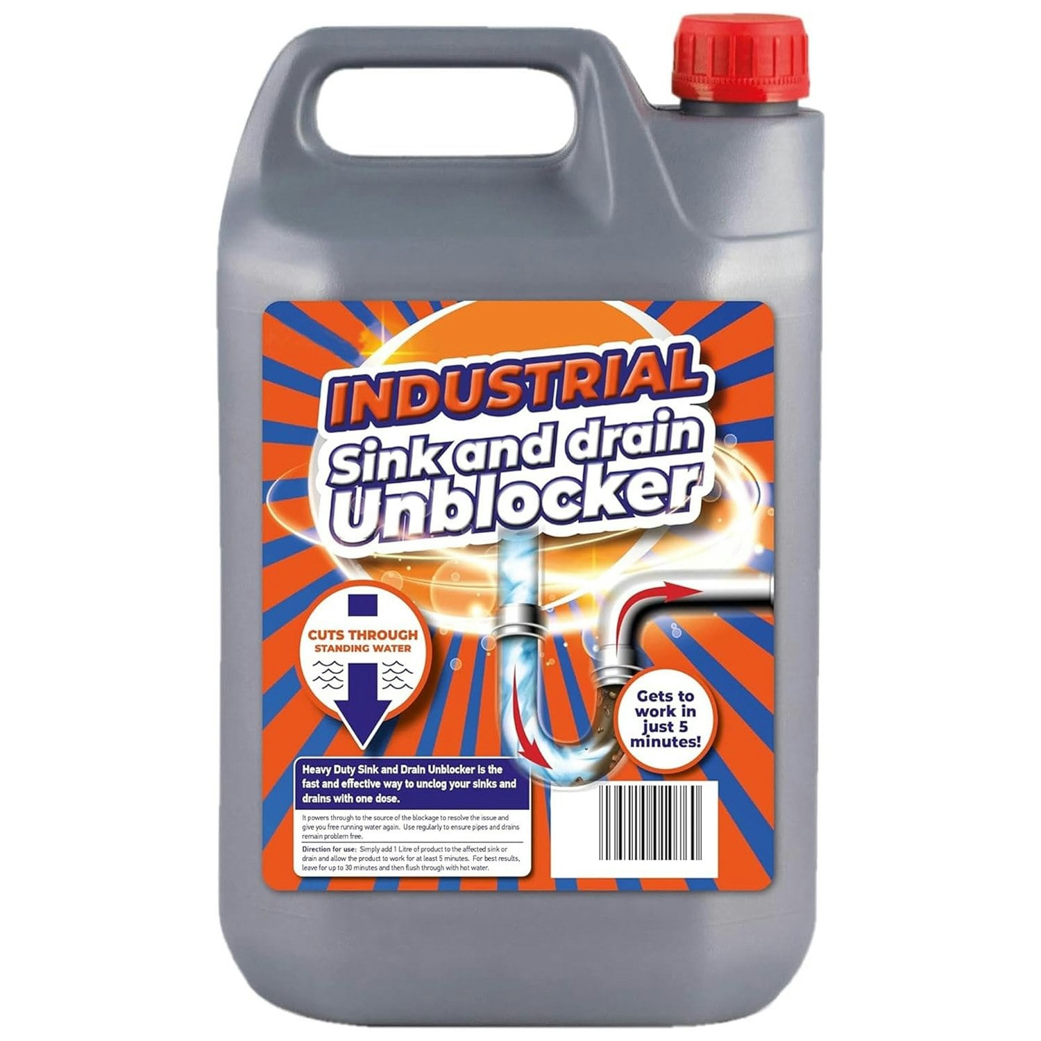 Rackhams 5 Litres Heavy Duty Sink & Drain Unblocker Plug Hole Toilet Cleaner - 2 X