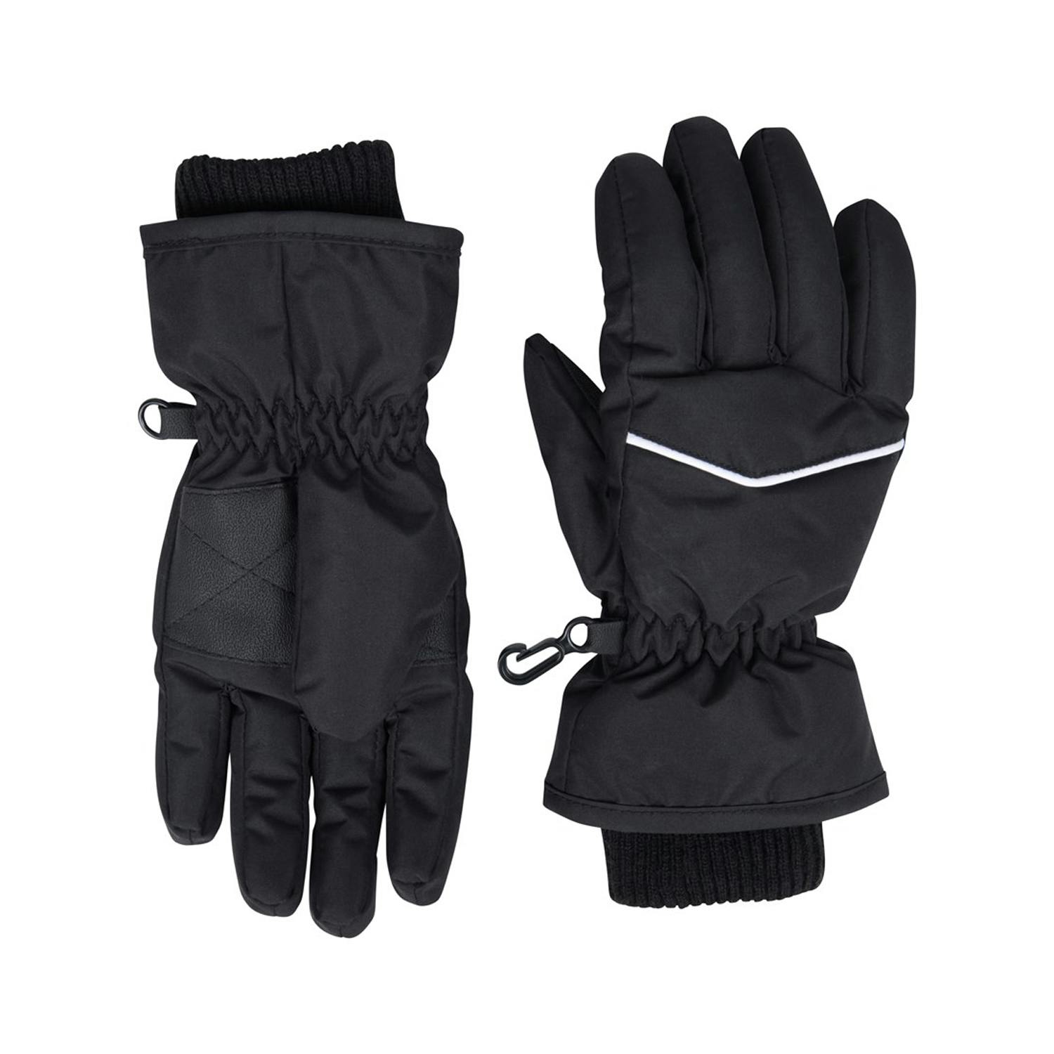 Mountain Warehouse Black Kids Faux Fur Lined Isotherm Snow Gloves - 11-13 Years