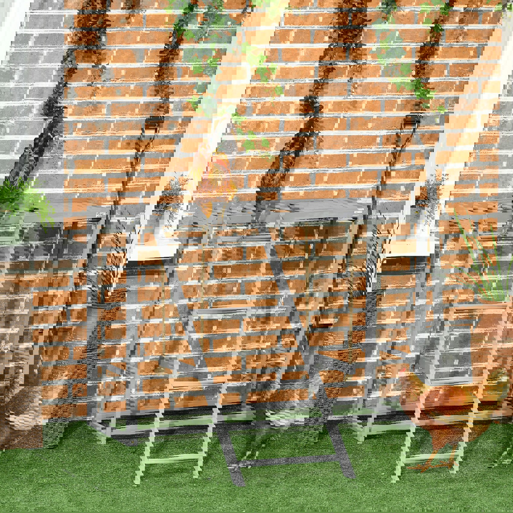 Pawhut Grey Chicken Activity Play Chicken Coop With Swing Set For 3-4 Chickens,