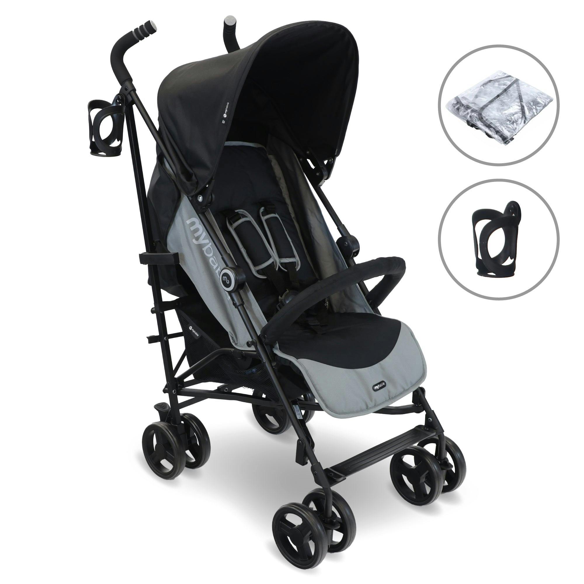 My Babiie Mb02 Plus Lightweight Stroller - Black And Grey - Image 3