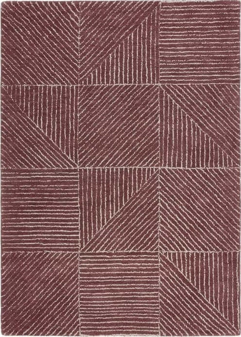 Rackhams Red Modern Wool Rug Geometric Design - 160X230 Cm