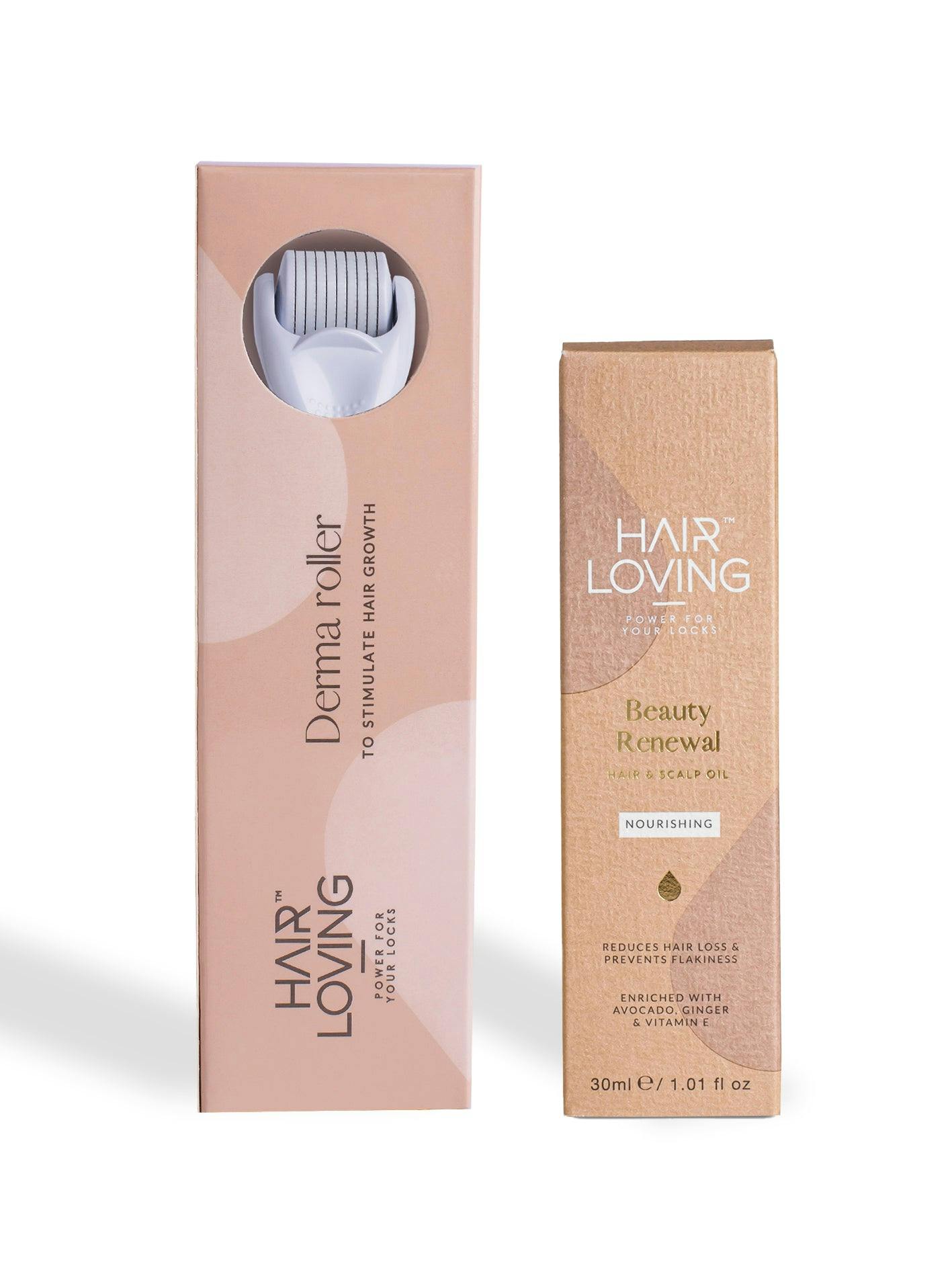 Hair Loving Beauty Renewal Hair Conditioning Bundle For Hair Growth – Rosemary-Infused Hair Growth Oil & Derma Roller