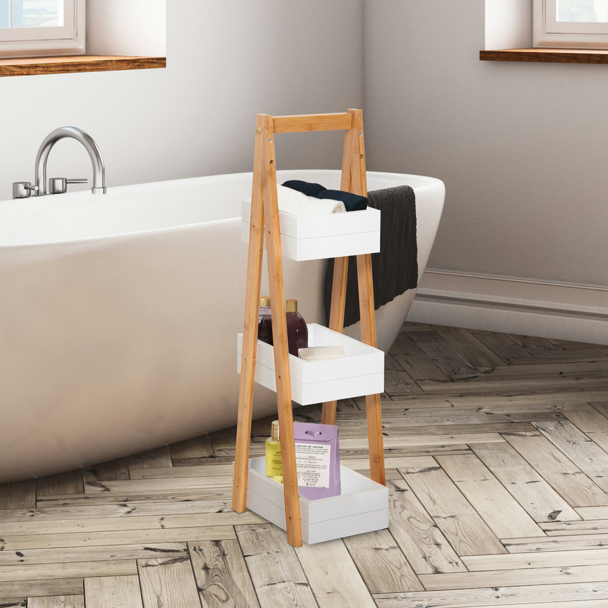 Rackhams 3 Tier A Frame Bathroom Shower Caddy Storage Unit Shelving Organizer