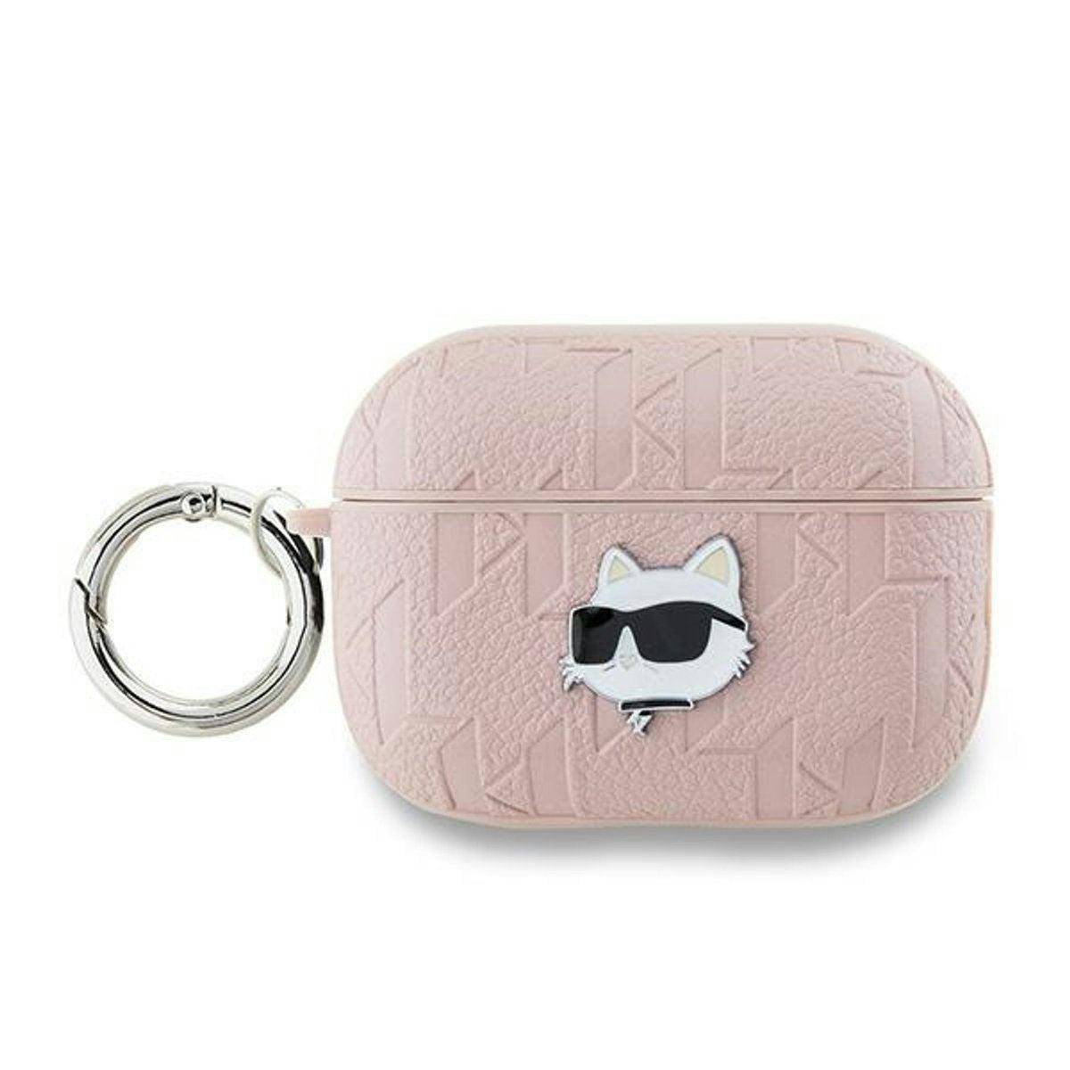 Karl Lagerfeld Pink Monogram Choupette Head Case For Airpods Pro 2 - Klap2pgchpp