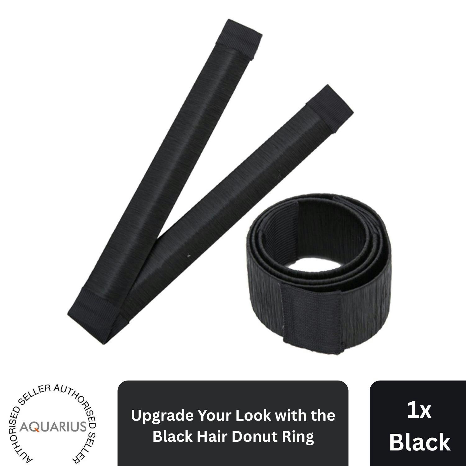 Aquarius Black Hair Bun Maker Donut Ring Lightweight Easy Updo Styling Tool Ring