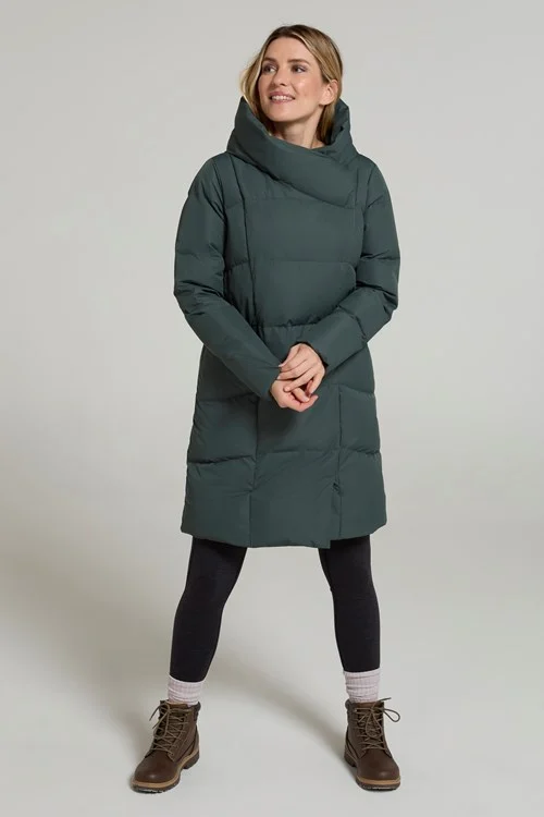 Mountain Warehouse Women's Green Cosy Extreme Ii Wrap Down Jacket - Khaki - Khaki - Size 8 Uk