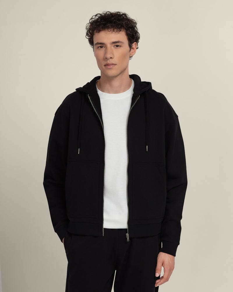 Larsson & Co Black Jelling - Heavyweight Zip-Through Hoodie - Xl