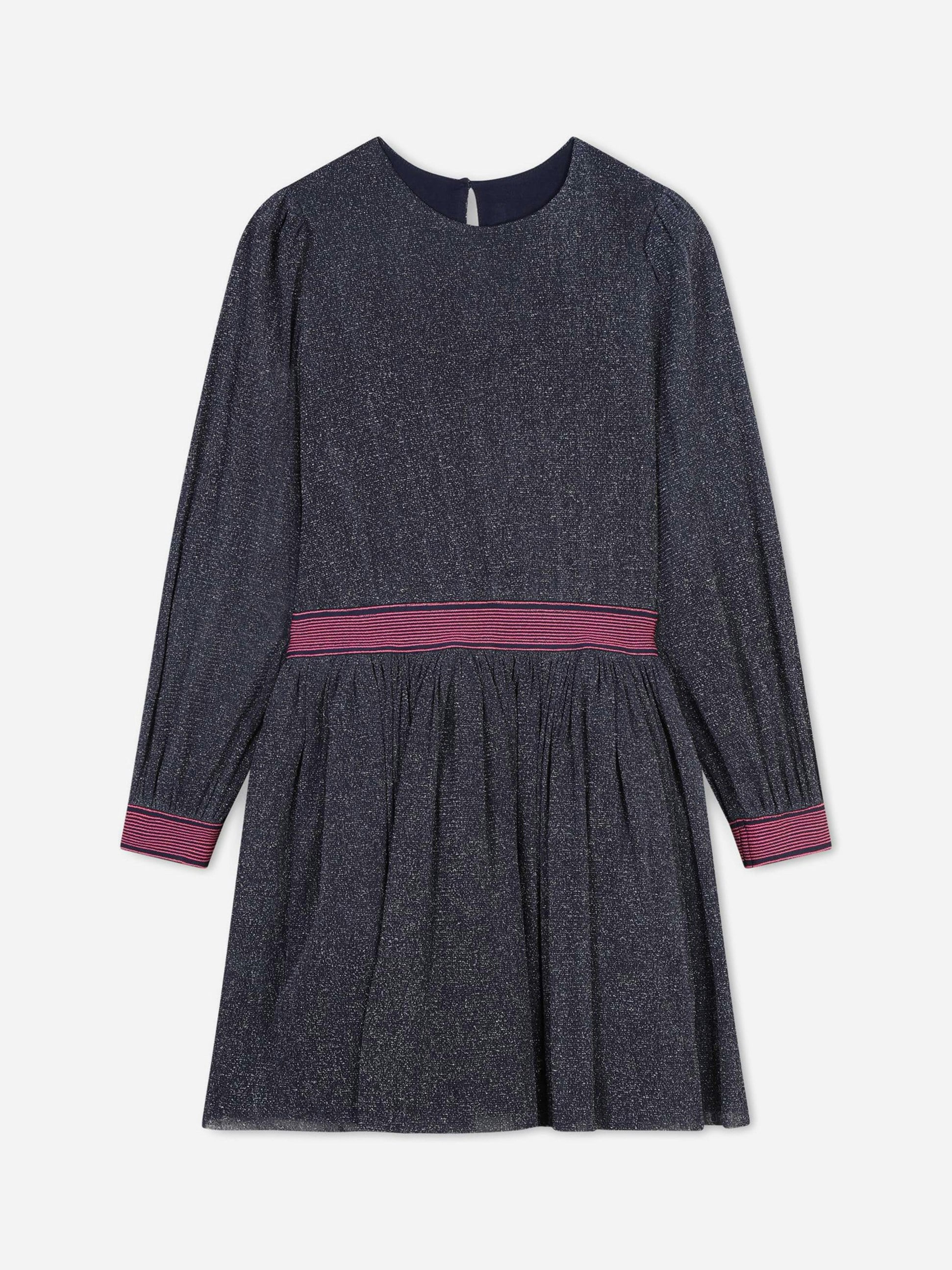 Billieblush Girls Blue Glitter Mesh Dress In Navy - 3 Yrs