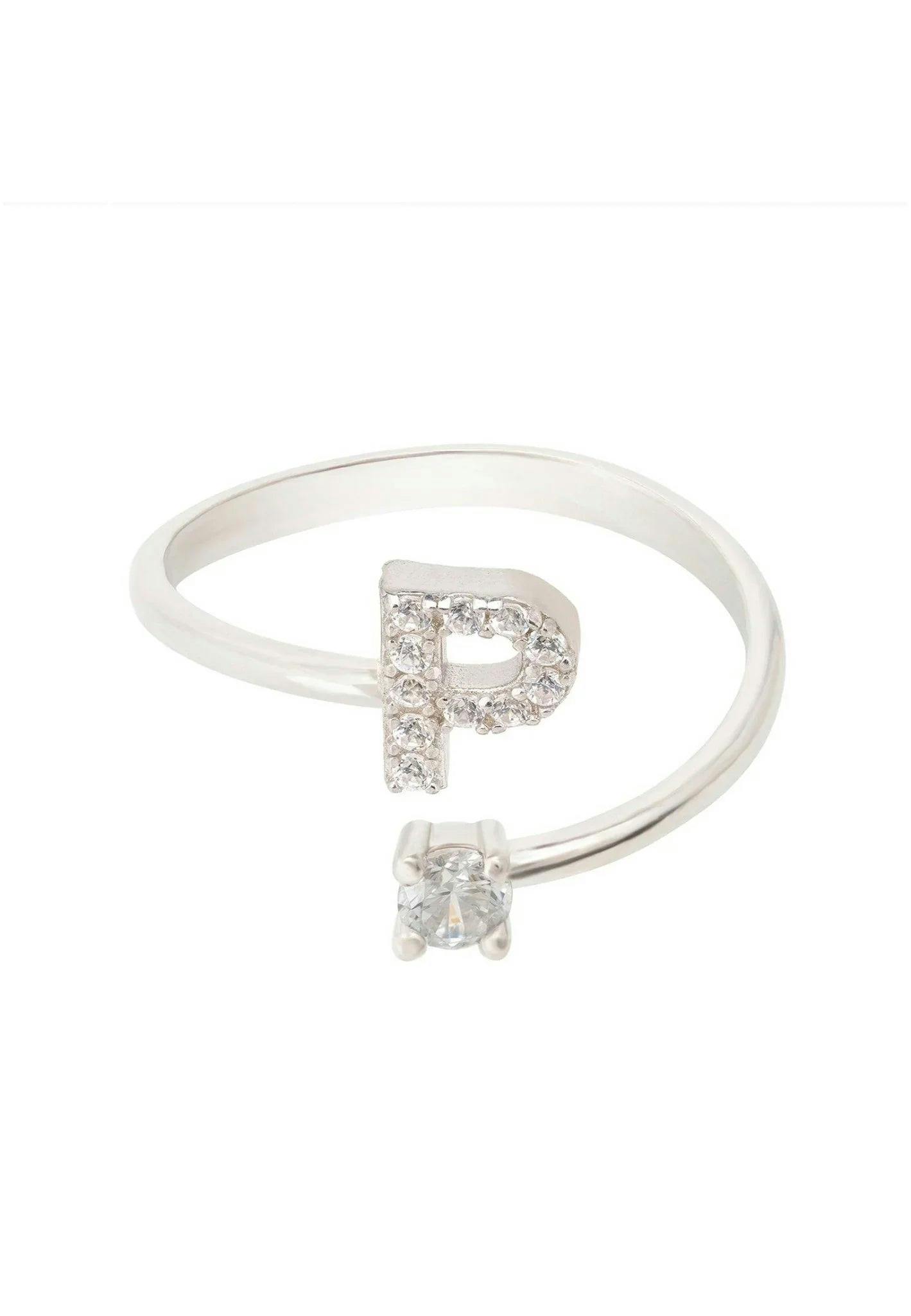 Latelita Silver Initial Ring P