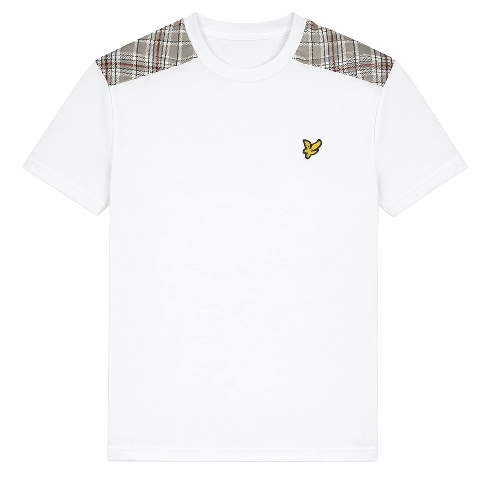 Lyle & Scott White Check Panelled T-Shirt - S