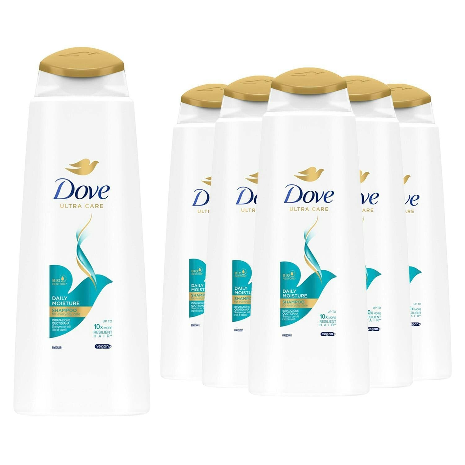 Dove Ultra Care Shampoo - Daily Moisture 6X400 Ml, Bio Restore Technology - Image 3