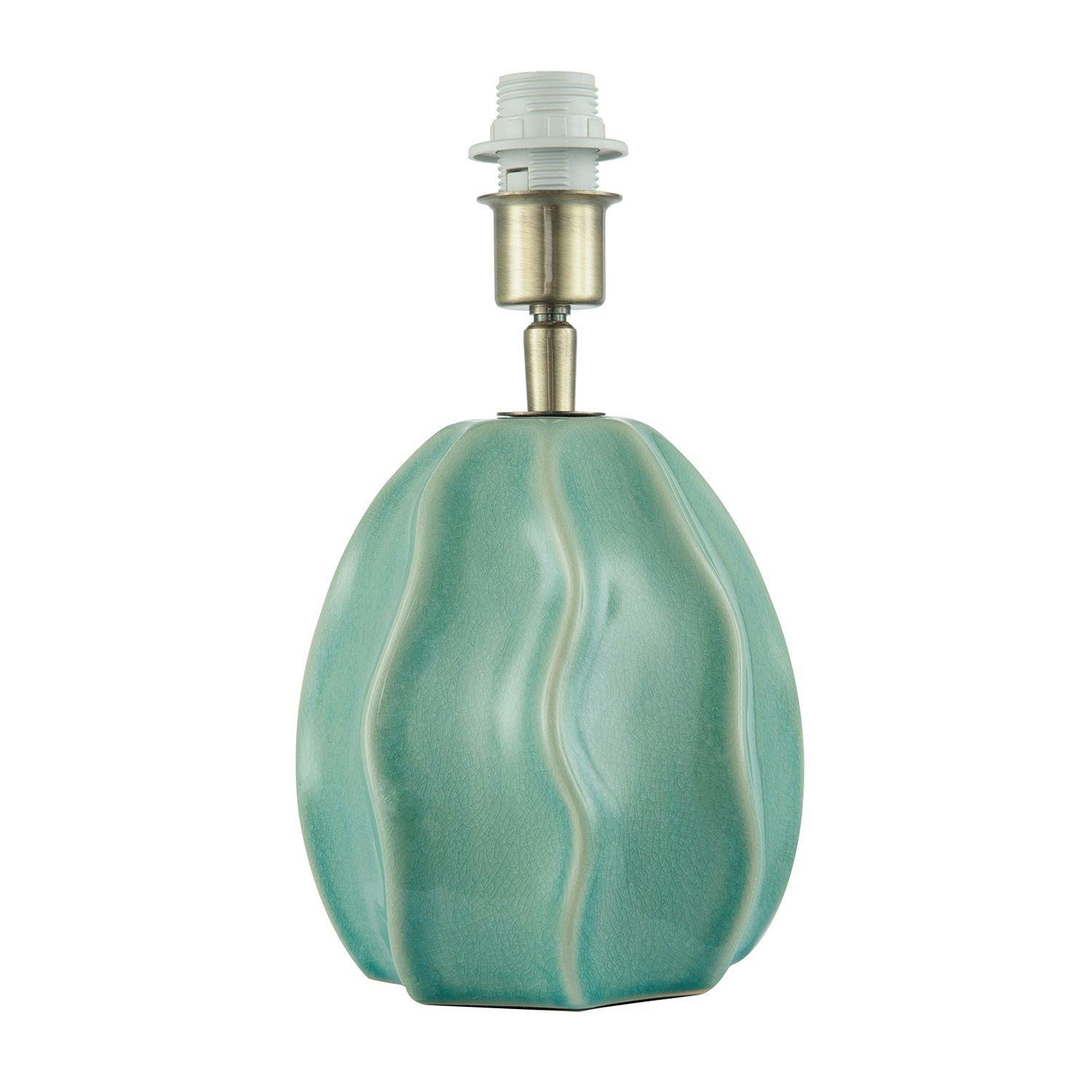 Happy Homewares Black/Light Duck Egg Gloss Ripple Ceramic Table Lamp Base With Crackle Design