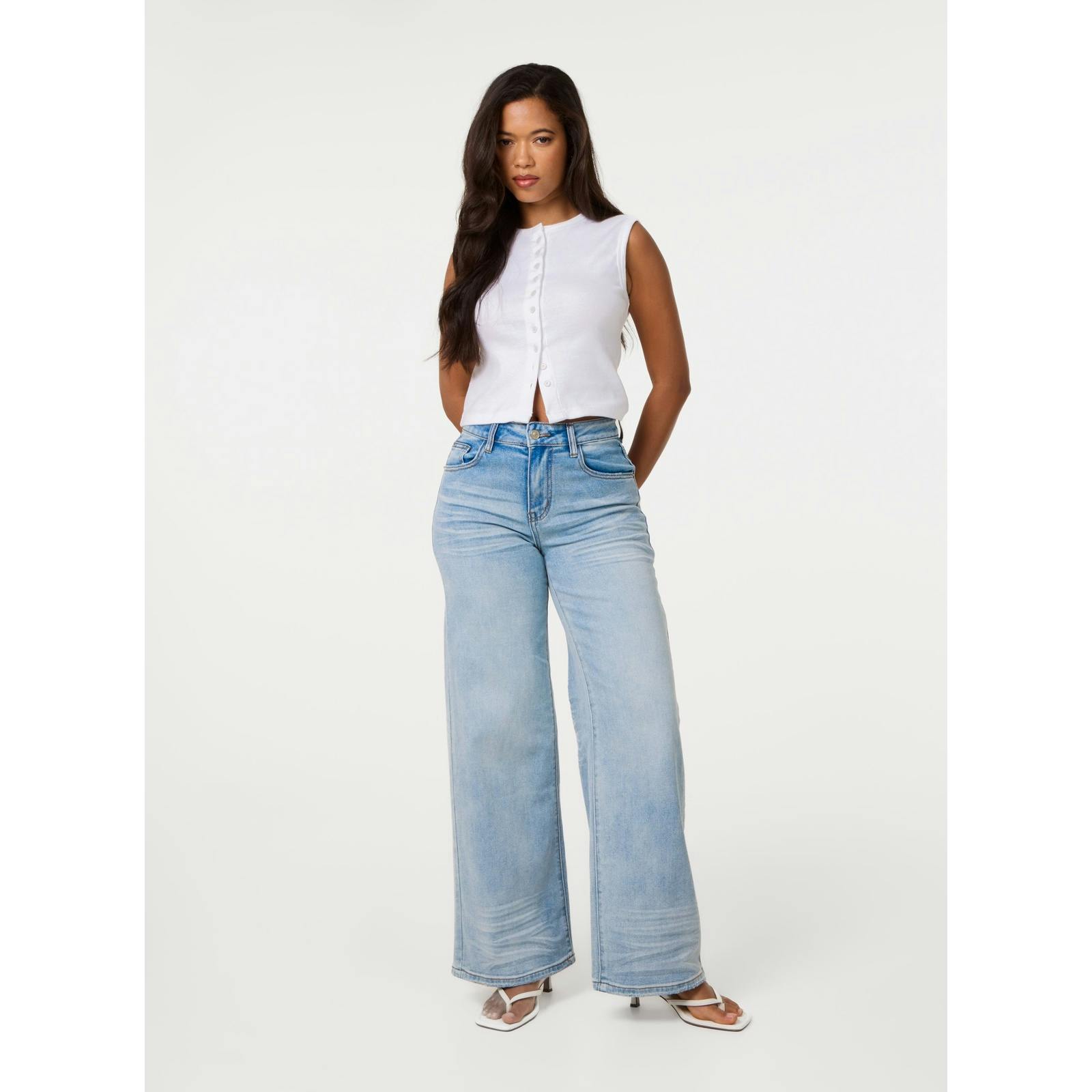 Pink Vanilla Pink/Light/Blue Vanilla Whisker Wide Leg Jean - Xl