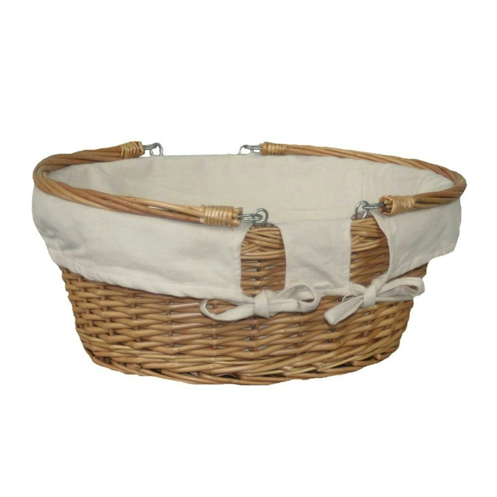 Red Hamper Red/White Hamper Large Swing Handle Wicker Shopping Basket
