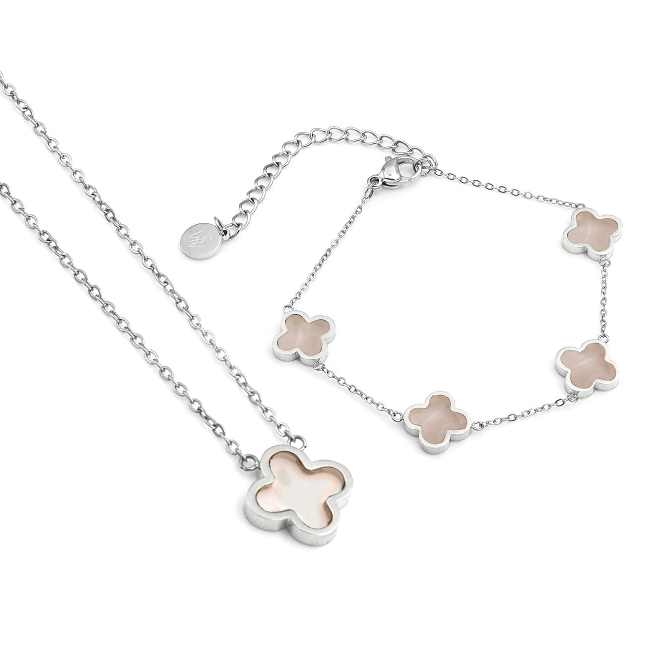 Say It With Silver Rose Quartz Crystal Clover Gift Set