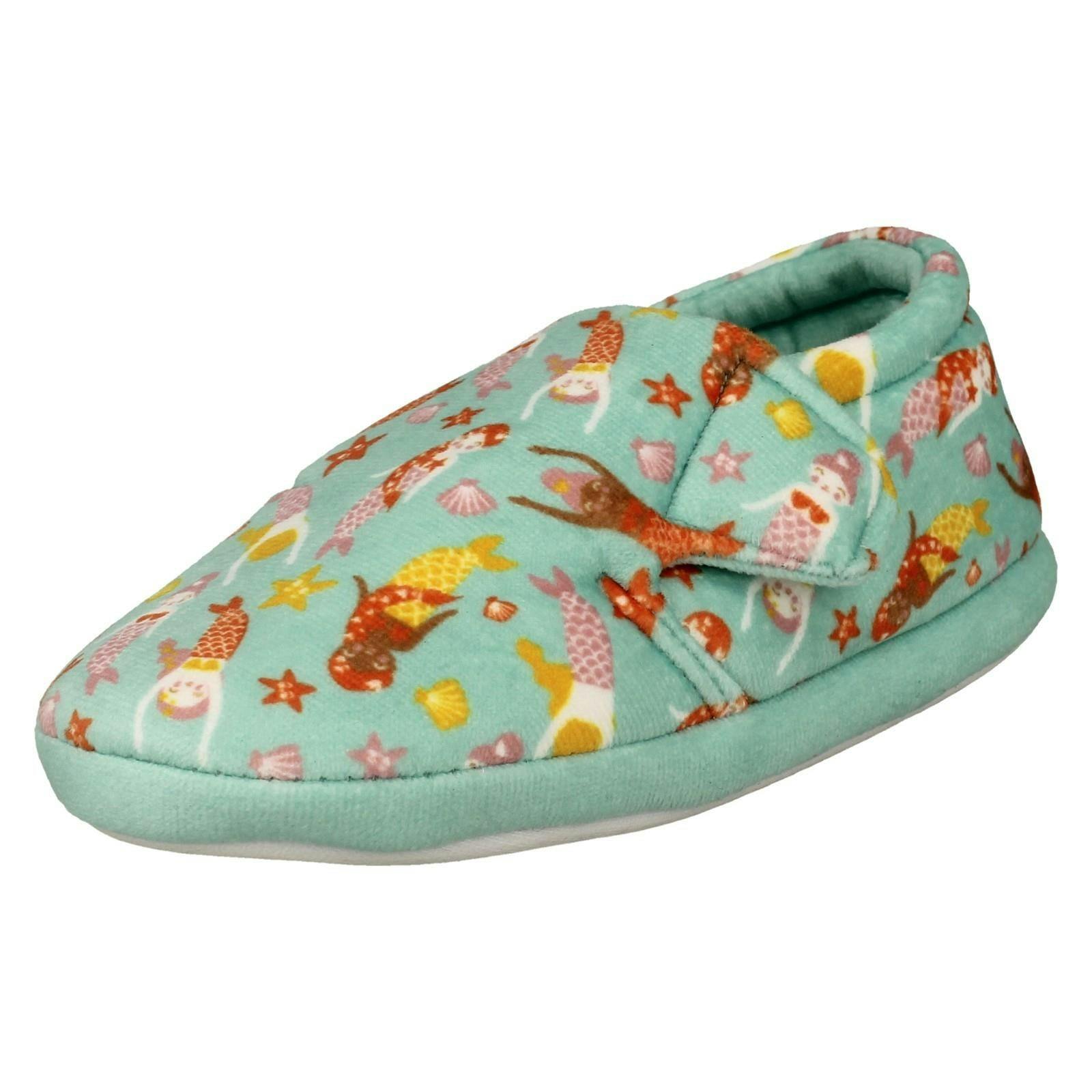 Clarks Blue Childrens Print Detailed Slippers - Fluffy Snug T - Print - Uk 8 Child