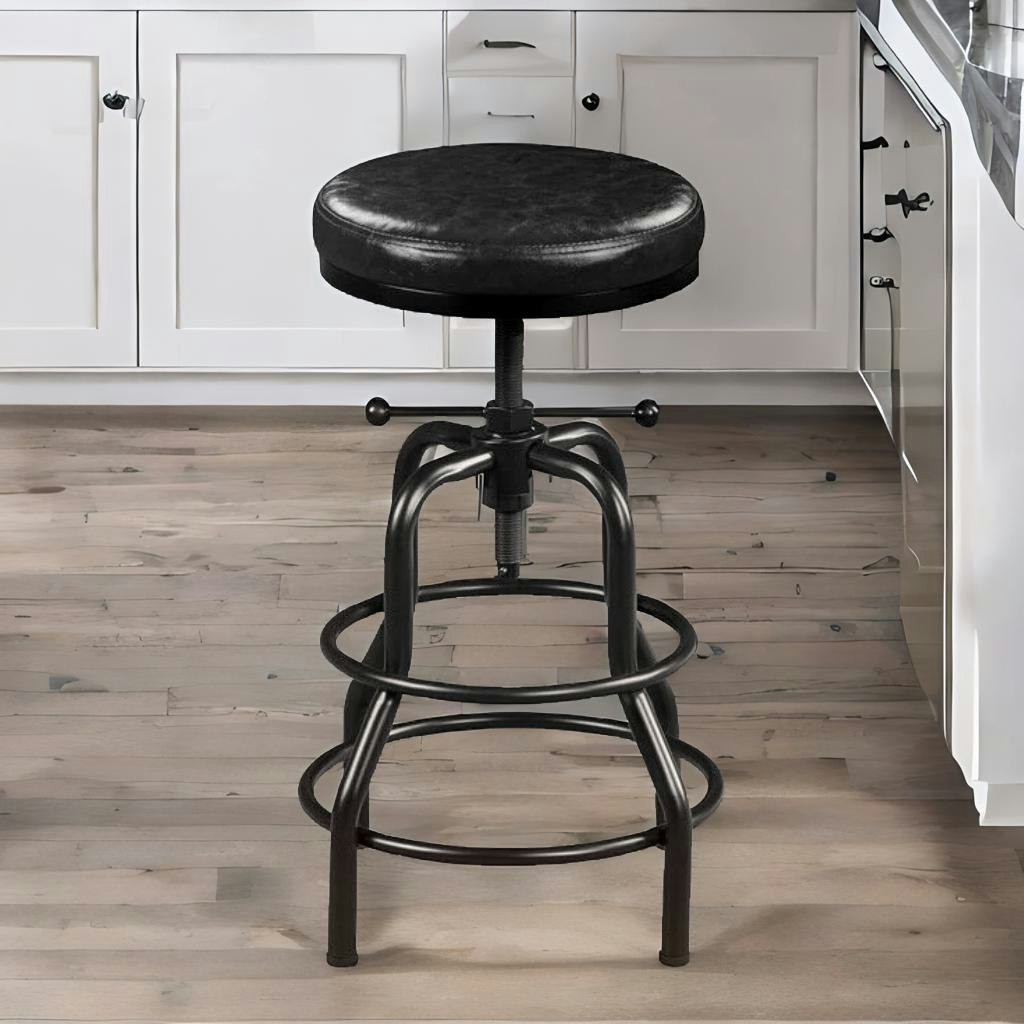 Rafaelo Mobilia Black Industrial Adjustable Height Retro Bar Stool