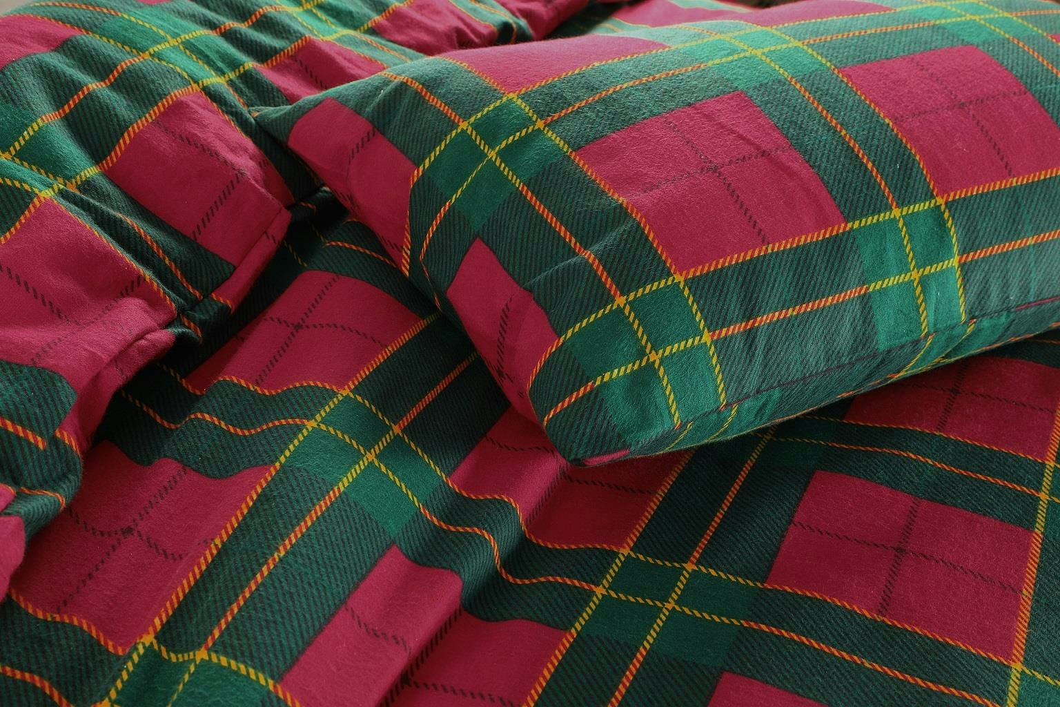 Rackhams Brown Brushed Cotton Flannelette Tartan Stag Duvet Cover Set - King