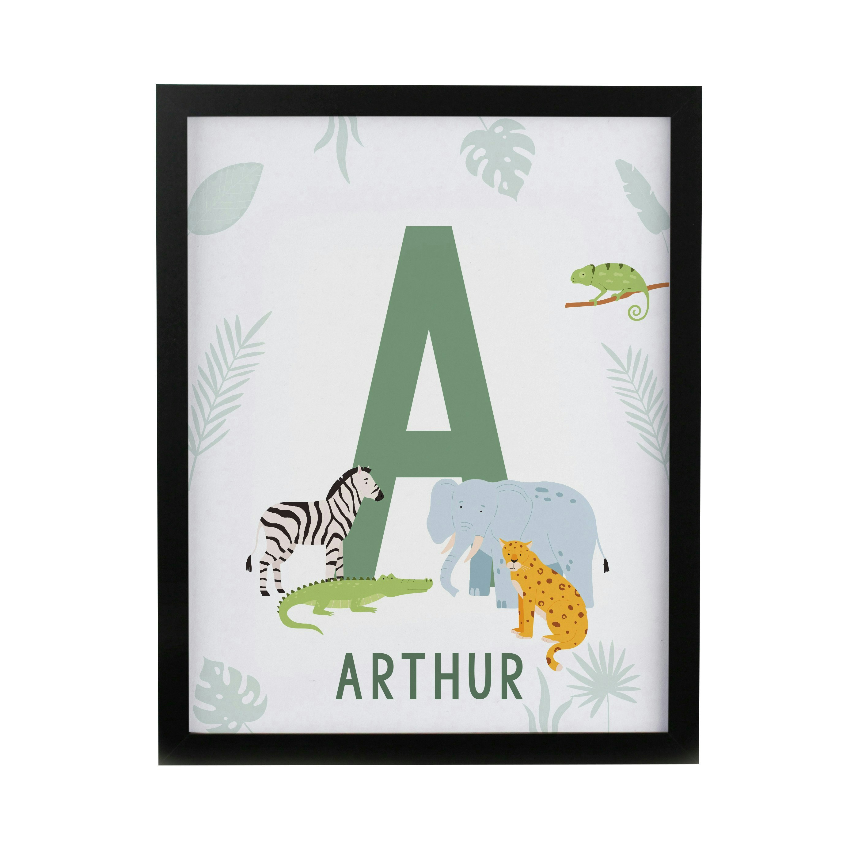 Personalised Memento Company Black Personalised Animal Initial Poster Frame