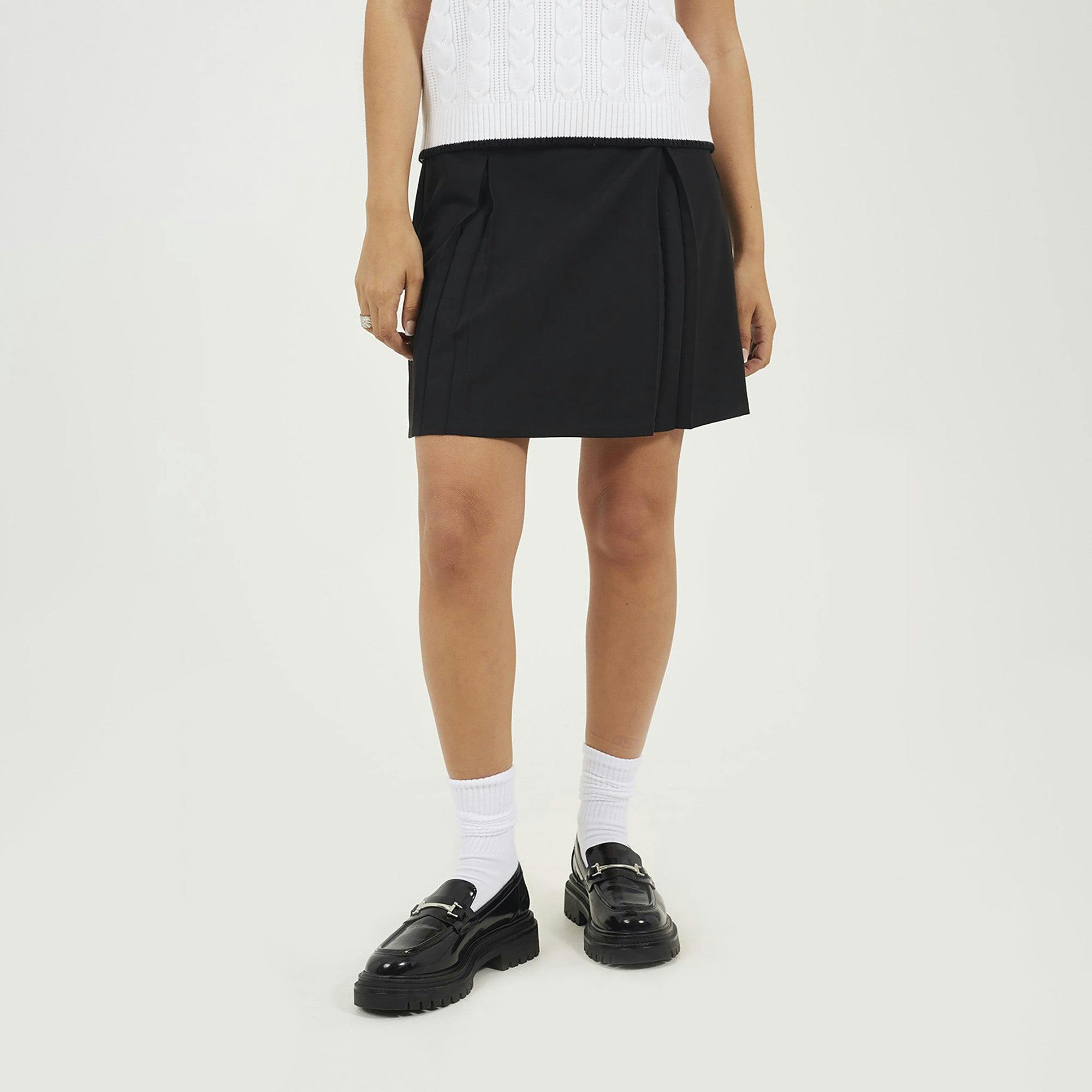 Brave Soul Black Pleated Mini Skirt - Xs