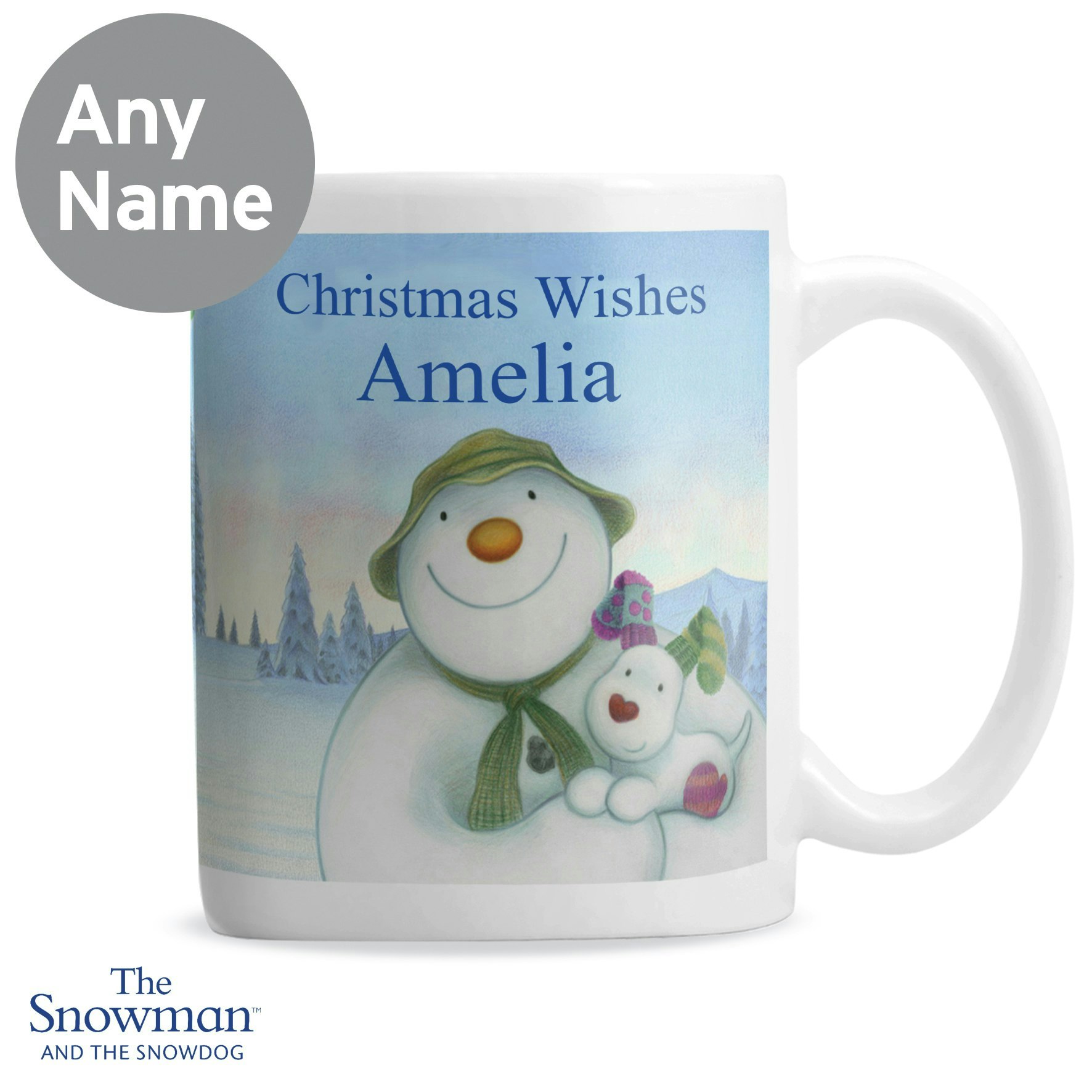 Rackhams Personalised Traditional The Snowman And The Snowdog Mug