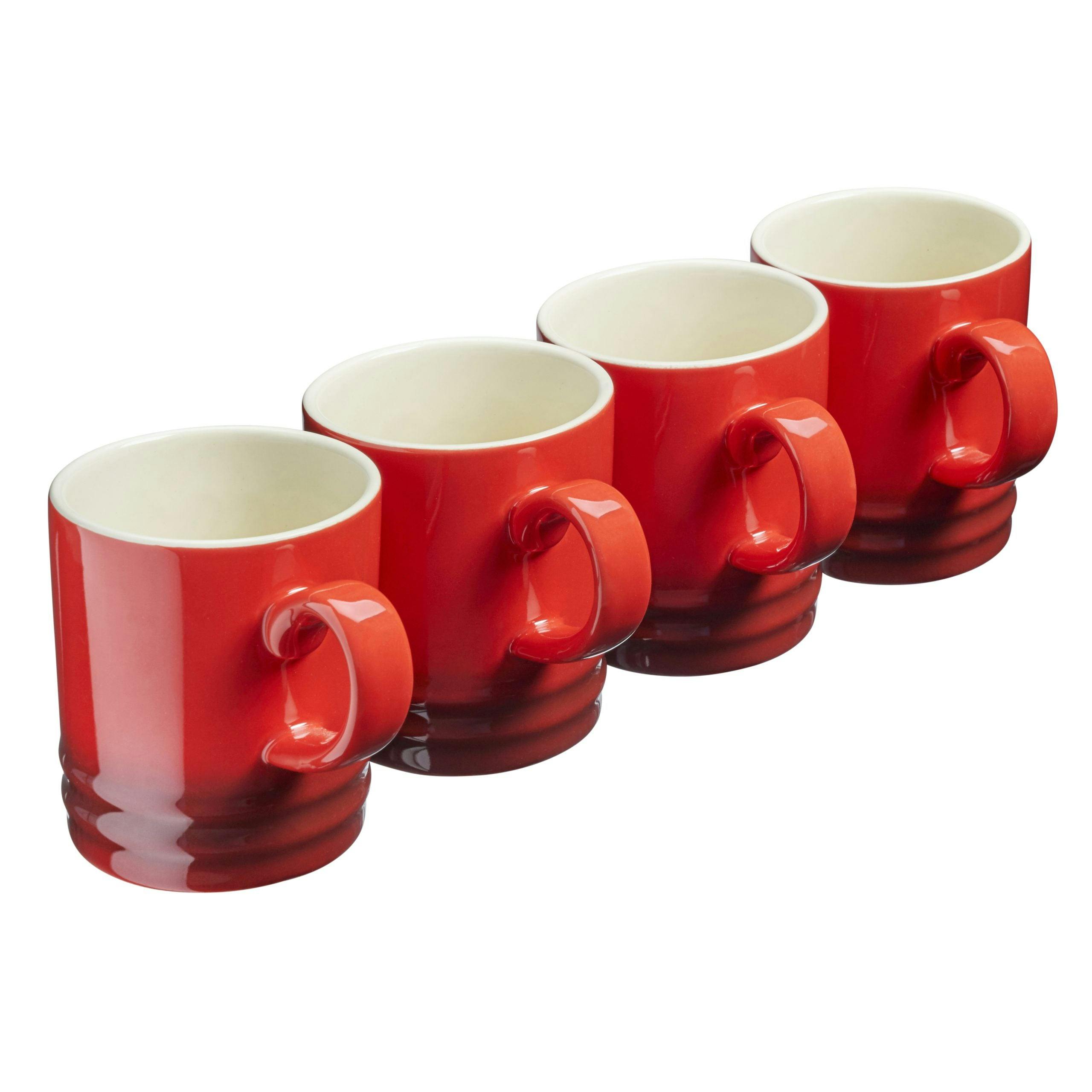 Cooks Professional 350ml Mug Set - 4 Pack - Red Stoneware - Dishwasher Safe - Image 4