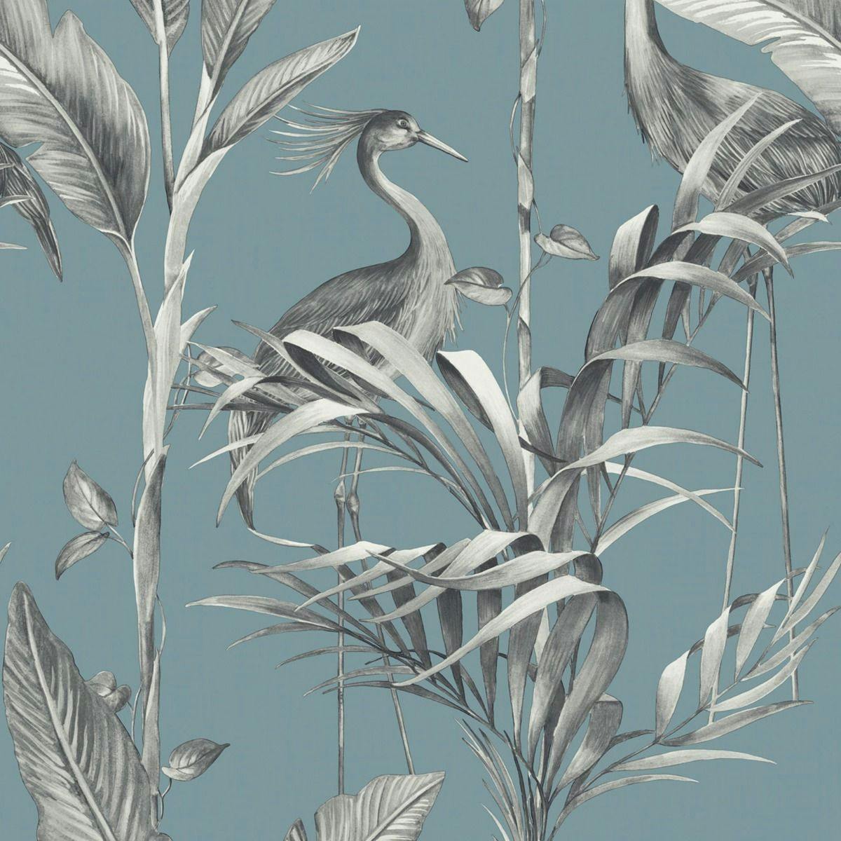 World Of Wallpaper Blue Azzurra Leaf Wallpaper - 10M X 0.5M - 100% Mixed