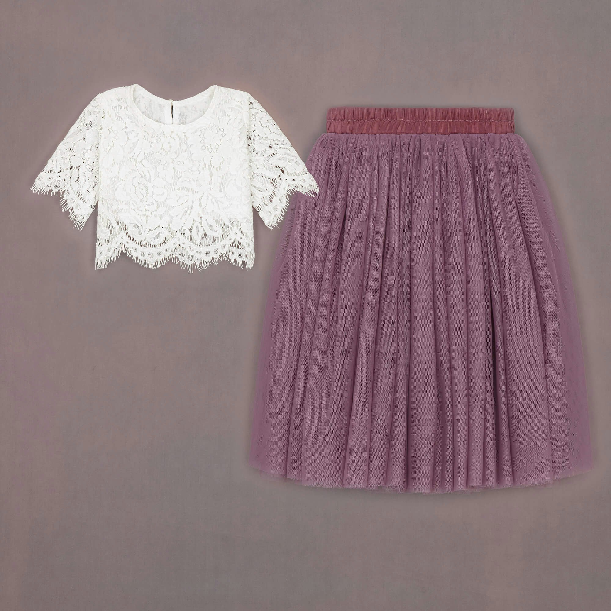 Uk Flower Girl Boutique Girls White Uk Flower Boutique Baby Felicity Couture Set - Heather - 11/12 Yrs