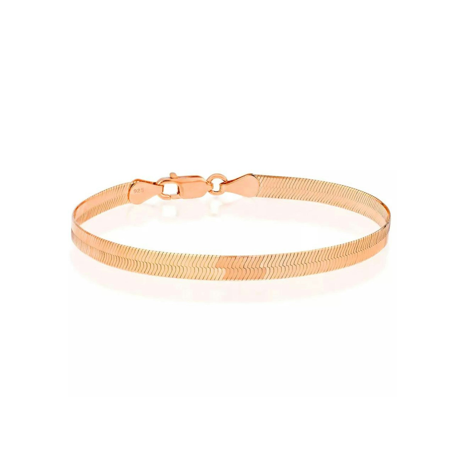 Spero London Women's Gold Italian Herringbone Sterling Chain Bracelet - Rose - Rose