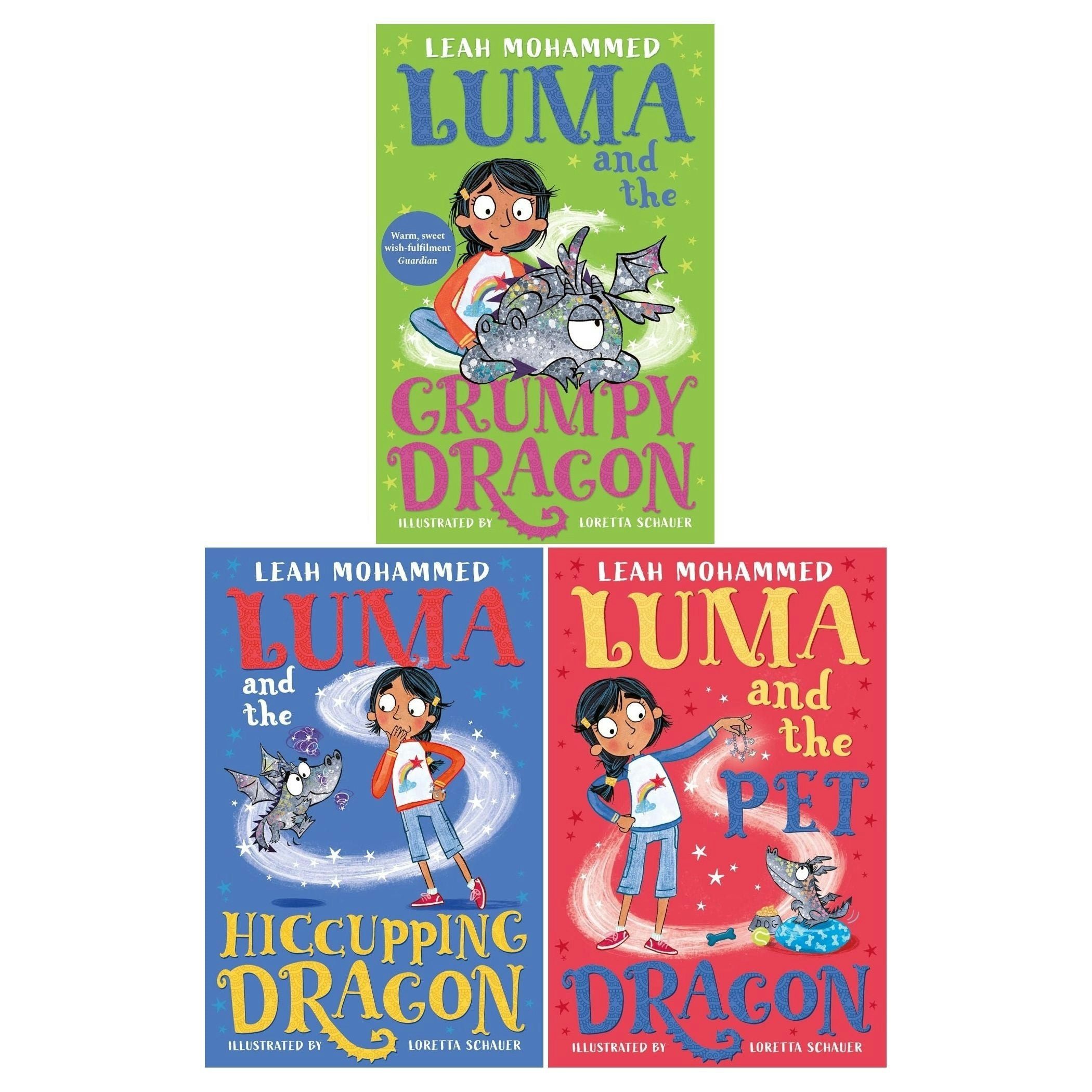Welbeck Children's Books Grey/Purple Leah Mohammed Luma And The Pet Dragon, Luma And The Hiccupping Dragon, Luma And The Grumpy Dragon