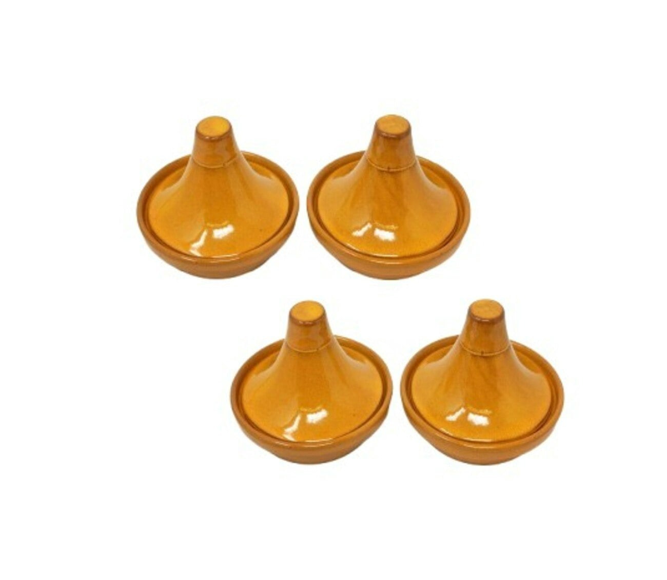 Verano Spanish Ceramics Orange Selena - Set Of 4 Mini Tagine Dip Dishes - Ceramic - 4