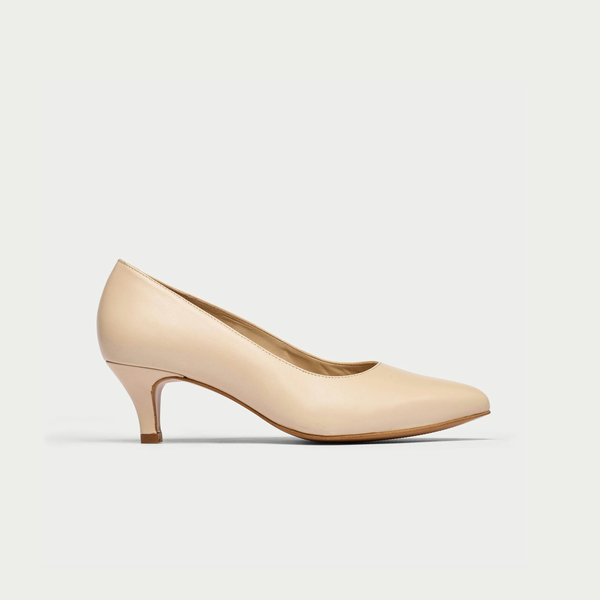 Calla Light/Beige Ava Kitten Heel Shoes For Bunions & Wide Feet - Leather - Uk 6.5 / Eu 39.5