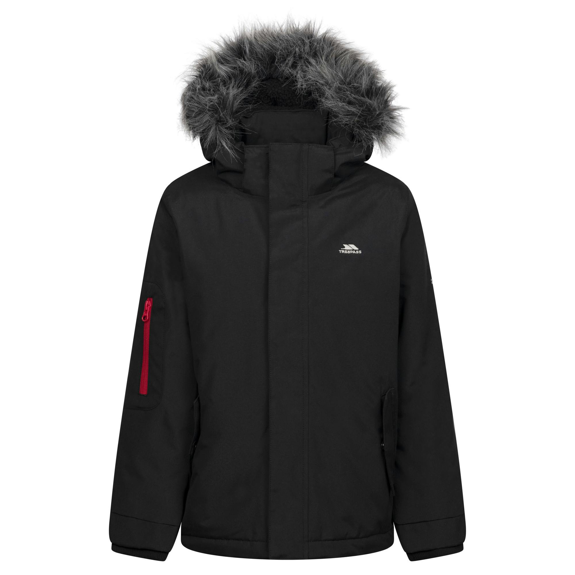 Trespass Boys Black Braddan Padded Raincoat - 3-4 Years - 100% Polyester