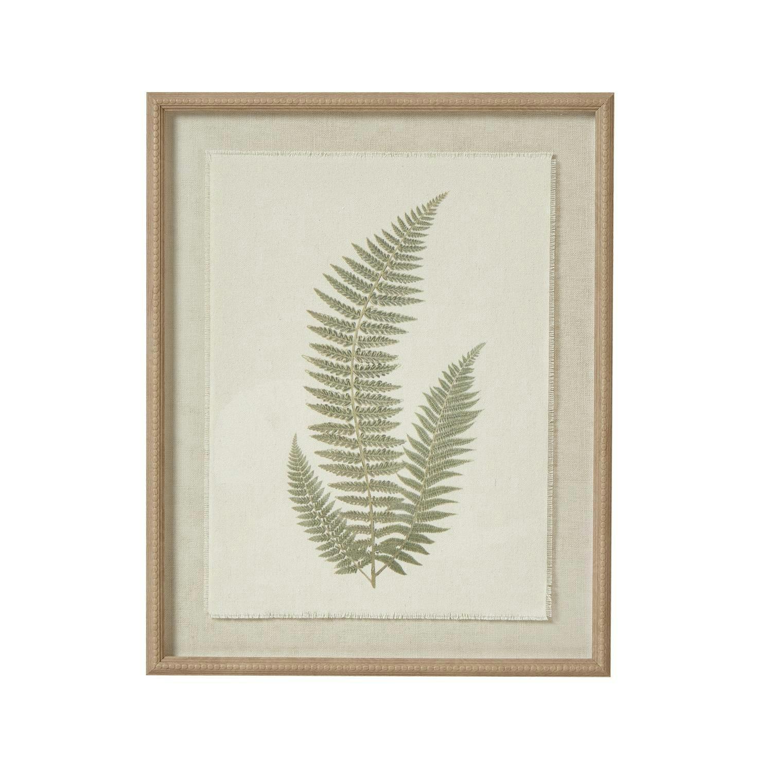 Hill Interiors White/Grey/Green Textured Fern Texture Torn Paper Framed Art Print - One Size