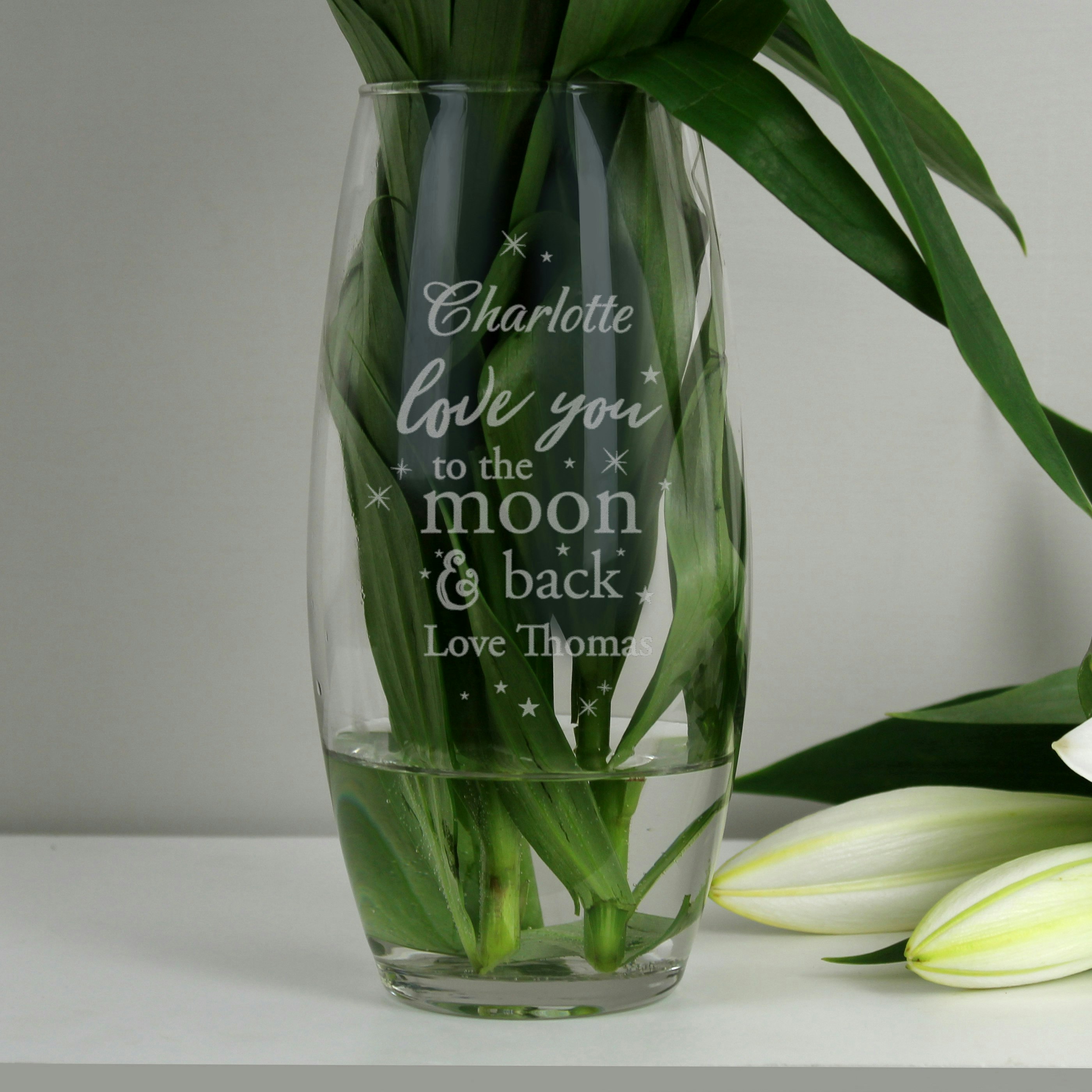 Rackhams Personalised Love You To The Moon And Back Bullet Vase