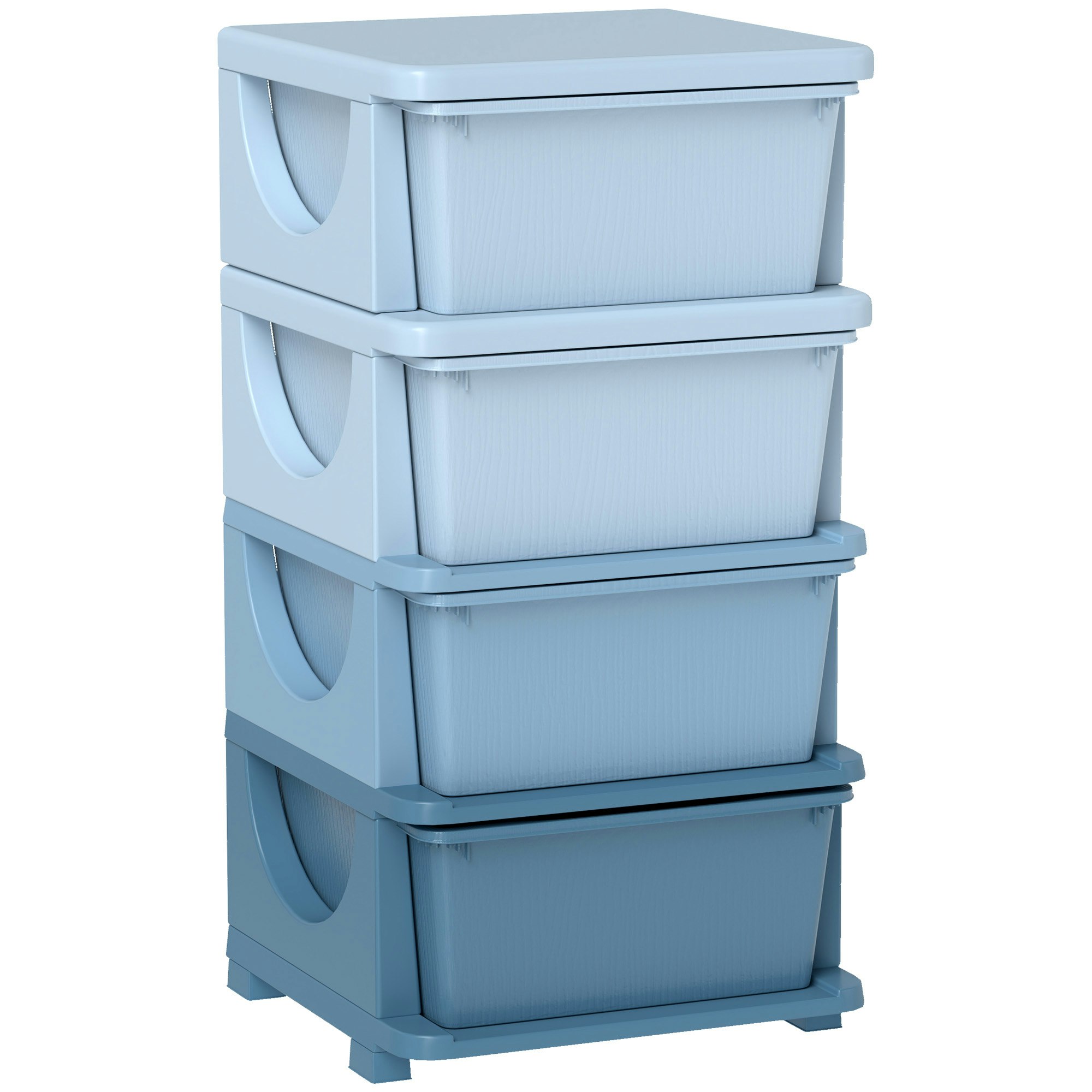 Rackhams Blue Kids Storage Units With Drawers 3 Tier Chest Dresser Tower - Polypropylene Size 37