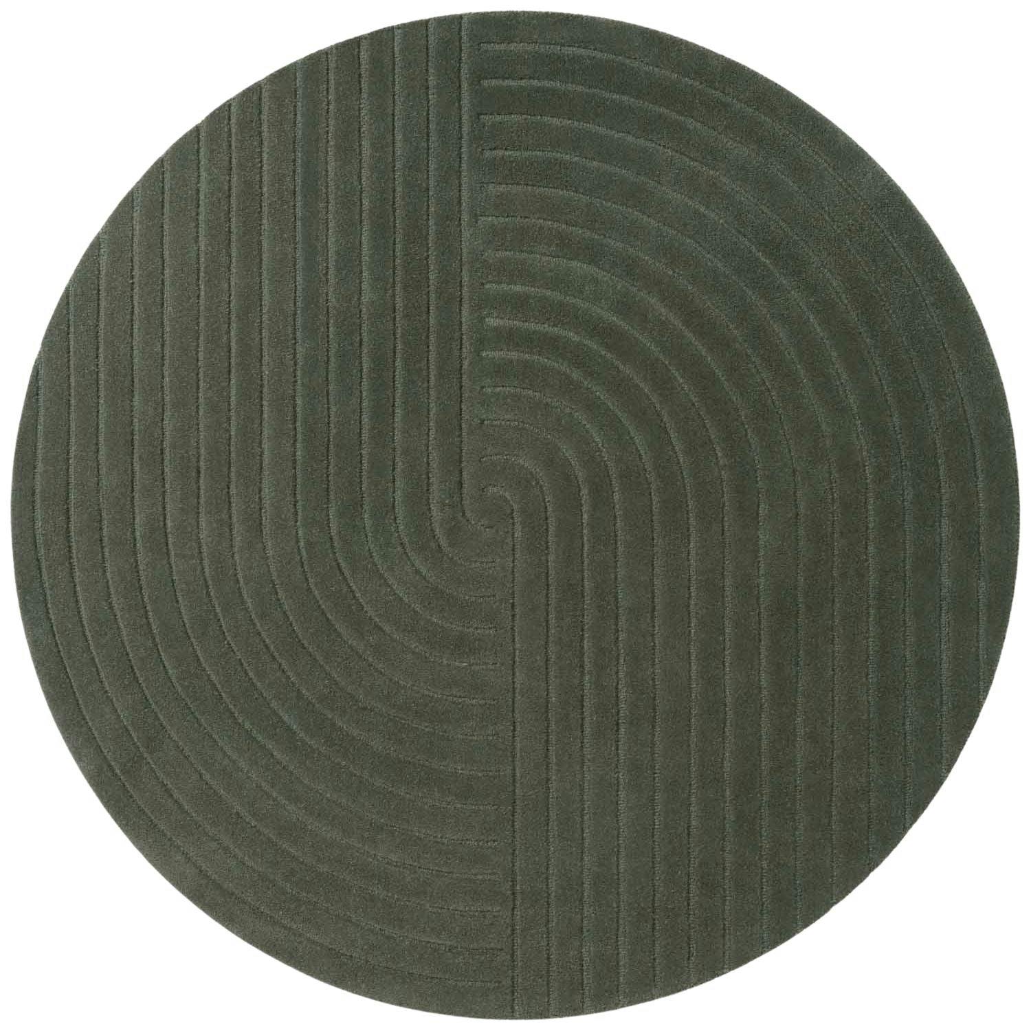 Rackhams Dark/Green Vikosa Arcura Wool Rug - Ø 150 Cm