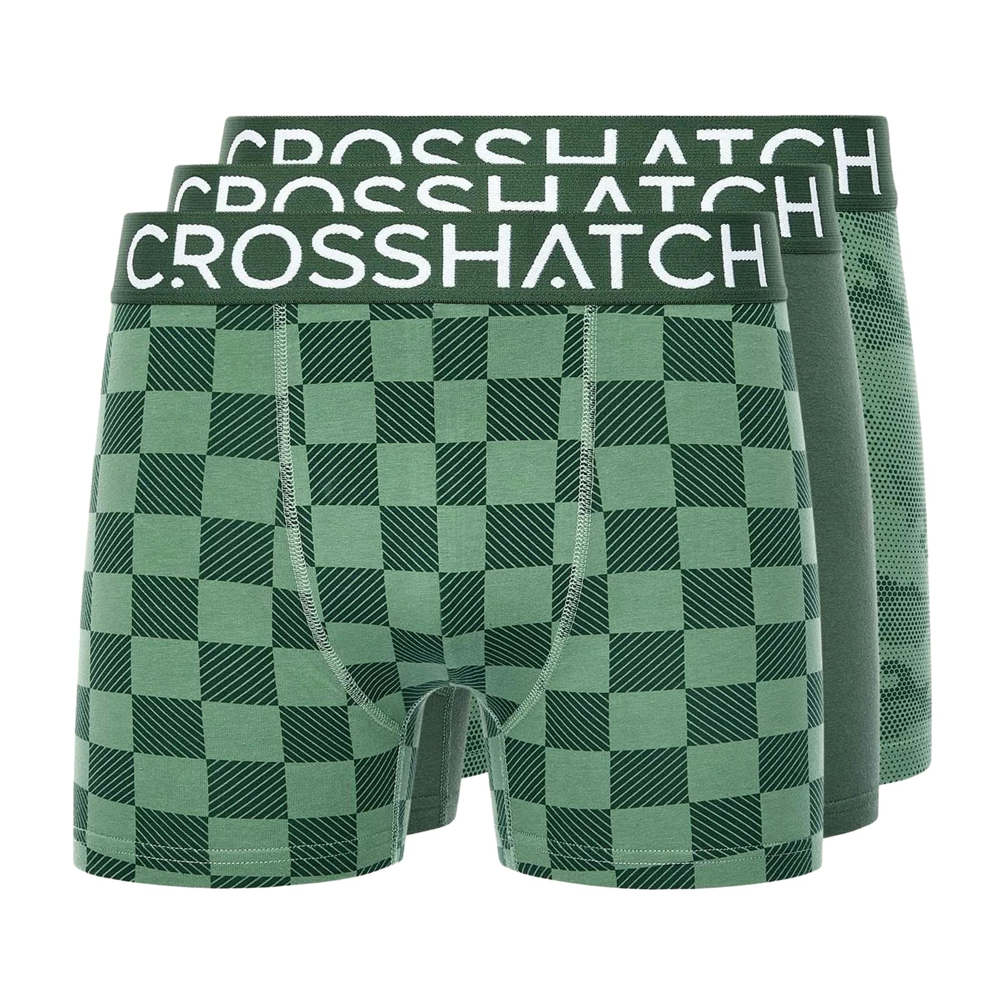 Crosshatch Men's Green Bresler Boxer Shorts (Pack Of 3) - S - 95% Cotton/5% Elastane