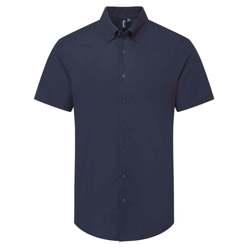 Premier (S, Navy) Mens Supreme Oxford Short-Sleeved Formal Shirt - Image 2