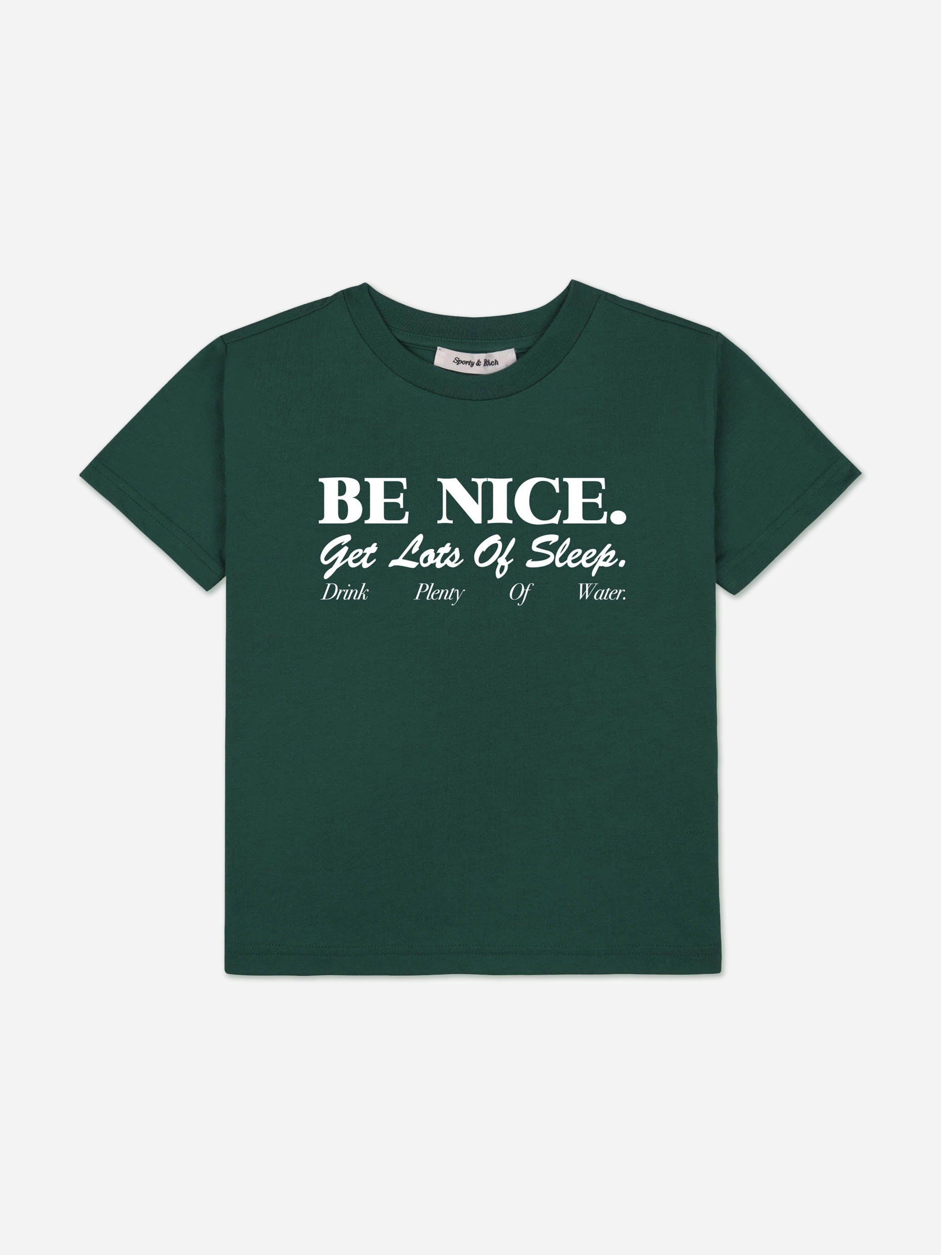 Sporty & Rich Unisex Kids Green Kids Be Nice T-Shirt In - 4 - 6 Yrs