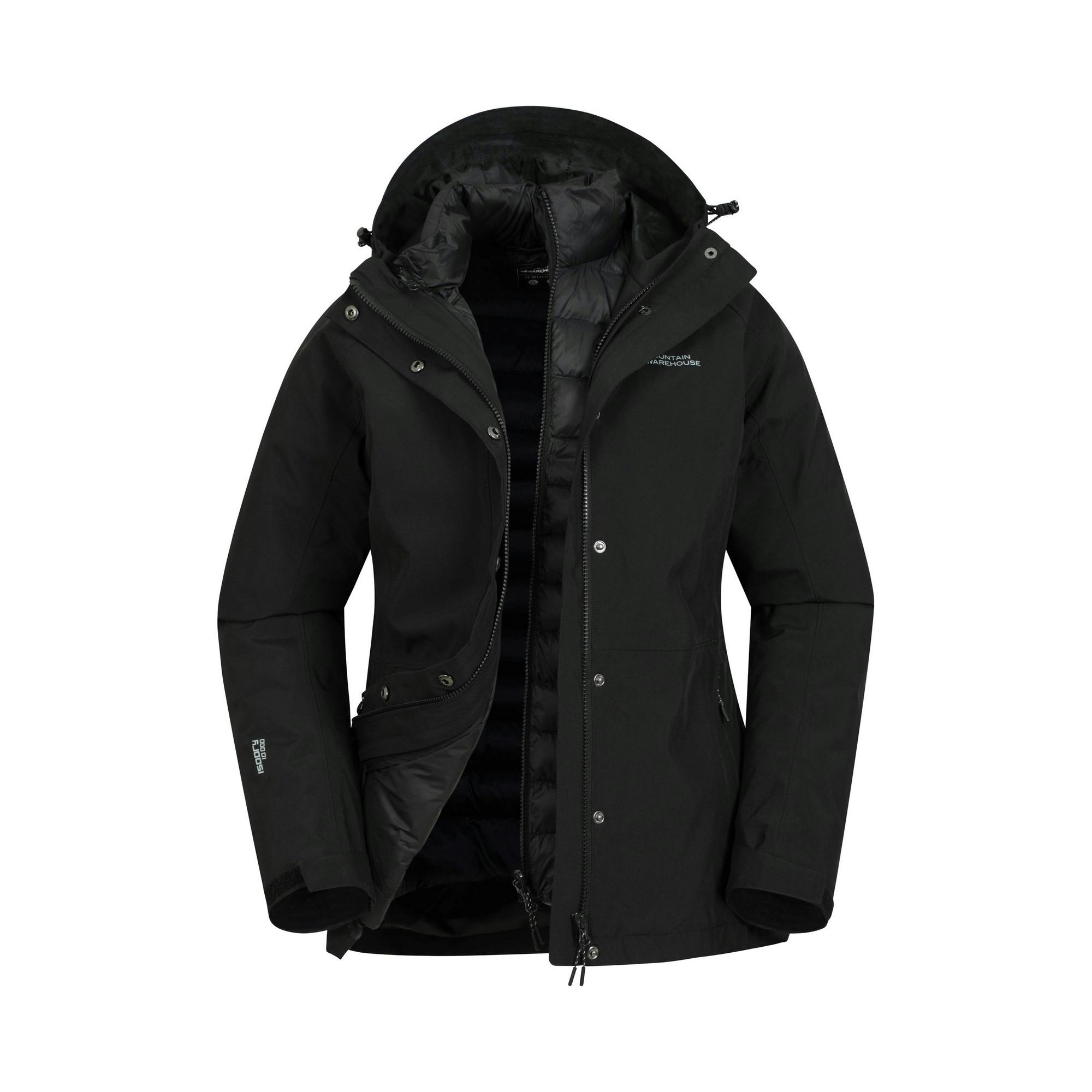 Mountain Warehouse Women's Black Alaskan 3 In 1 Padded Jacket - 12 Uk - 100% Polyamide