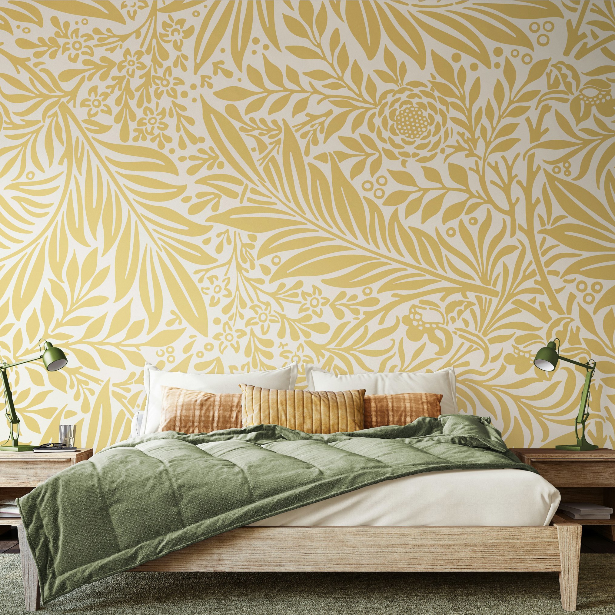 Origin Murals Gold Trailing Ferns - Soft - Medium - W300cm X H240cm