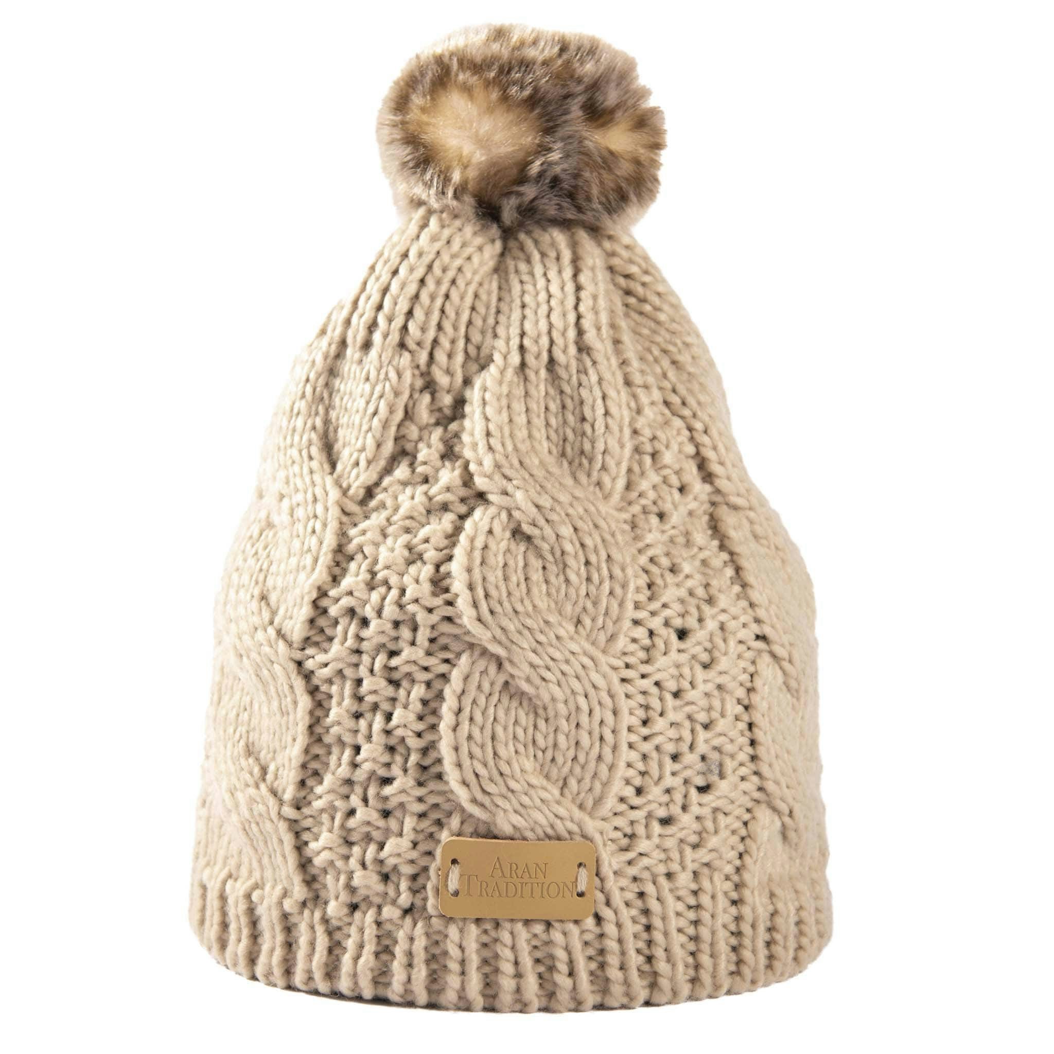 Aran Traditions Aran Cable Tammy Hat - Oatmeal