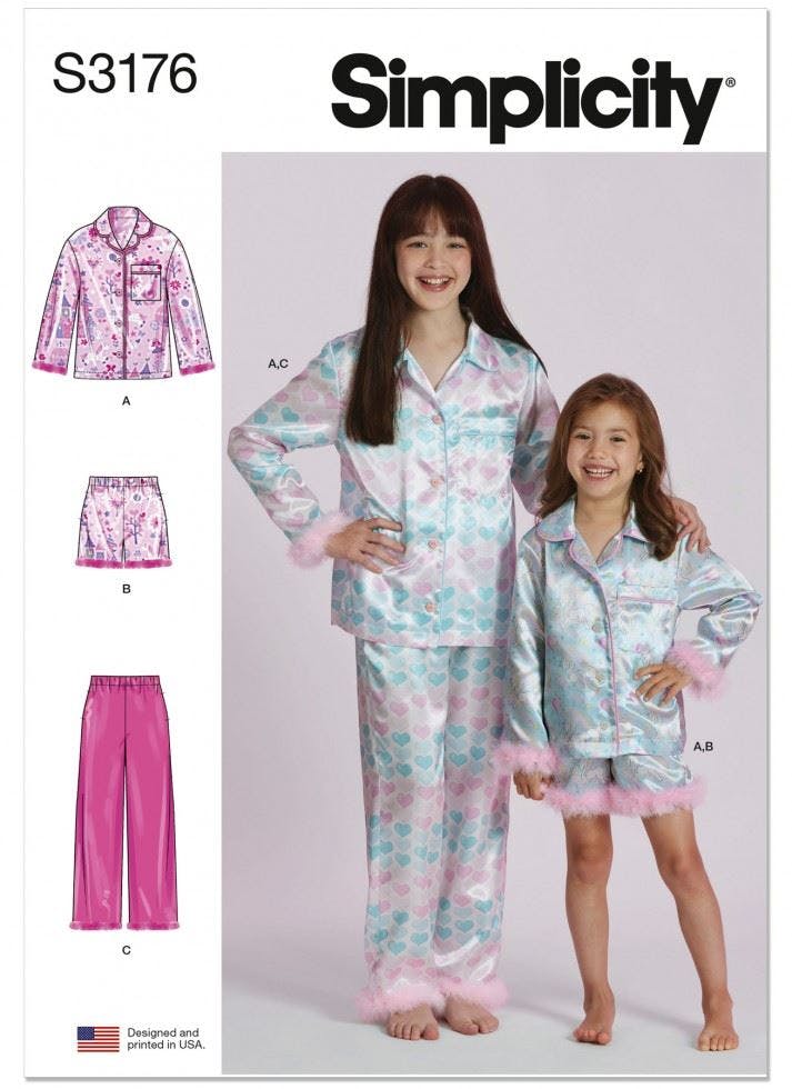 Simplicity Sewing Pattern 3176, Pyjamas For Kids, Teenagers, Hh (3-4-5-6) - Intermediate - Hh (3-4-5-6)