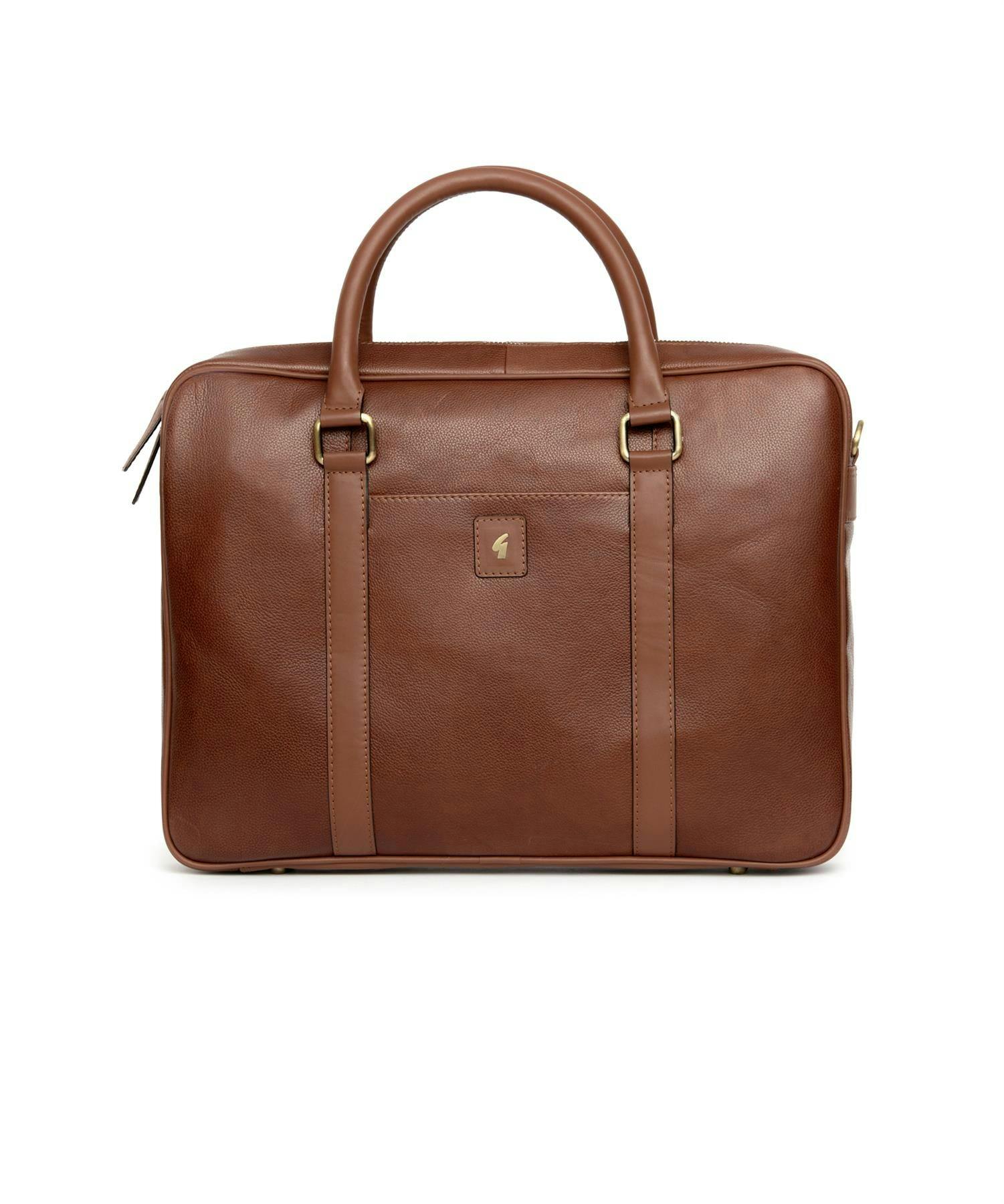 Gabicci Agabb06 Leather Joe Laptop Bag - Chestnut - One Size