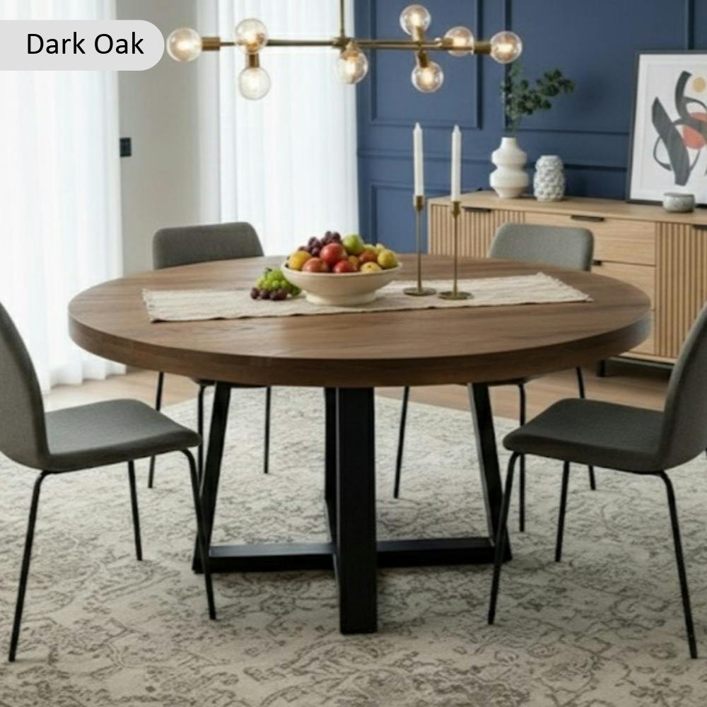 Trl Furniture Grain/Light Chunky And Sturdy Round Dining Table - 80Cm