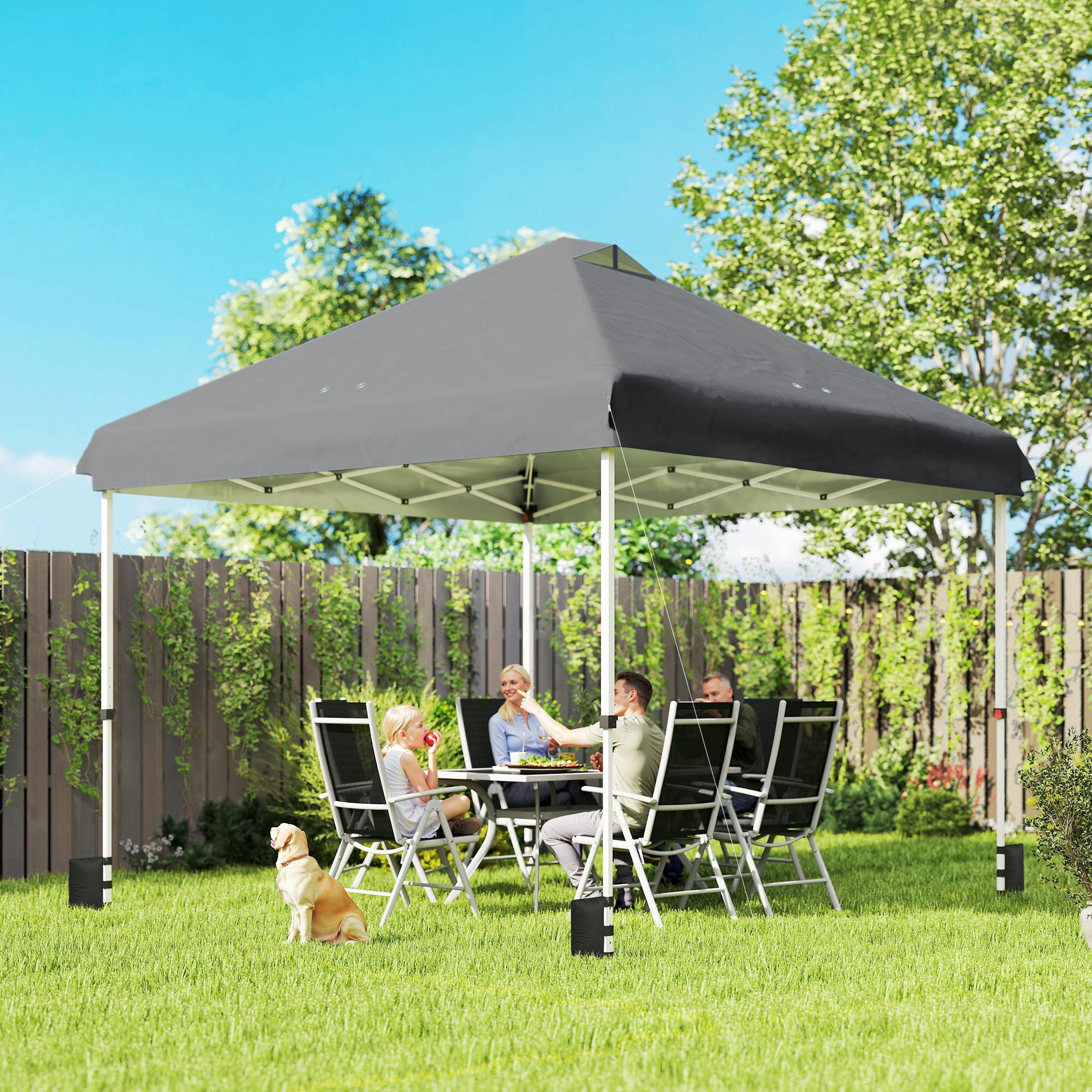 Rackhams Dark/Grey 3 X 3 M Pop Up Gazebo W/ Wheels, One-Touch Party Tent